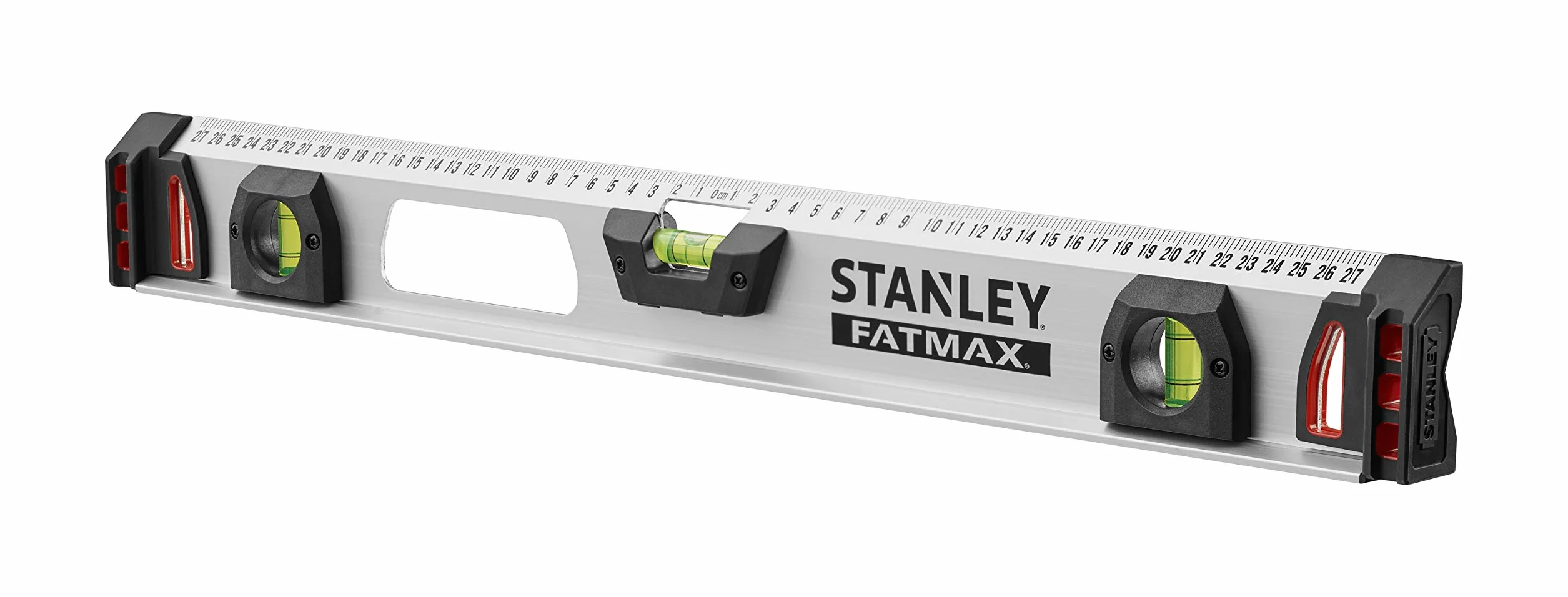 STANLEY FATMAX 1-43-554 - Nivel magnético I-Beam con base magnética 60 cm, Aluminio resistente y ligero, 3 vias, Precisión +/- 0,5 mm, Regla integrada