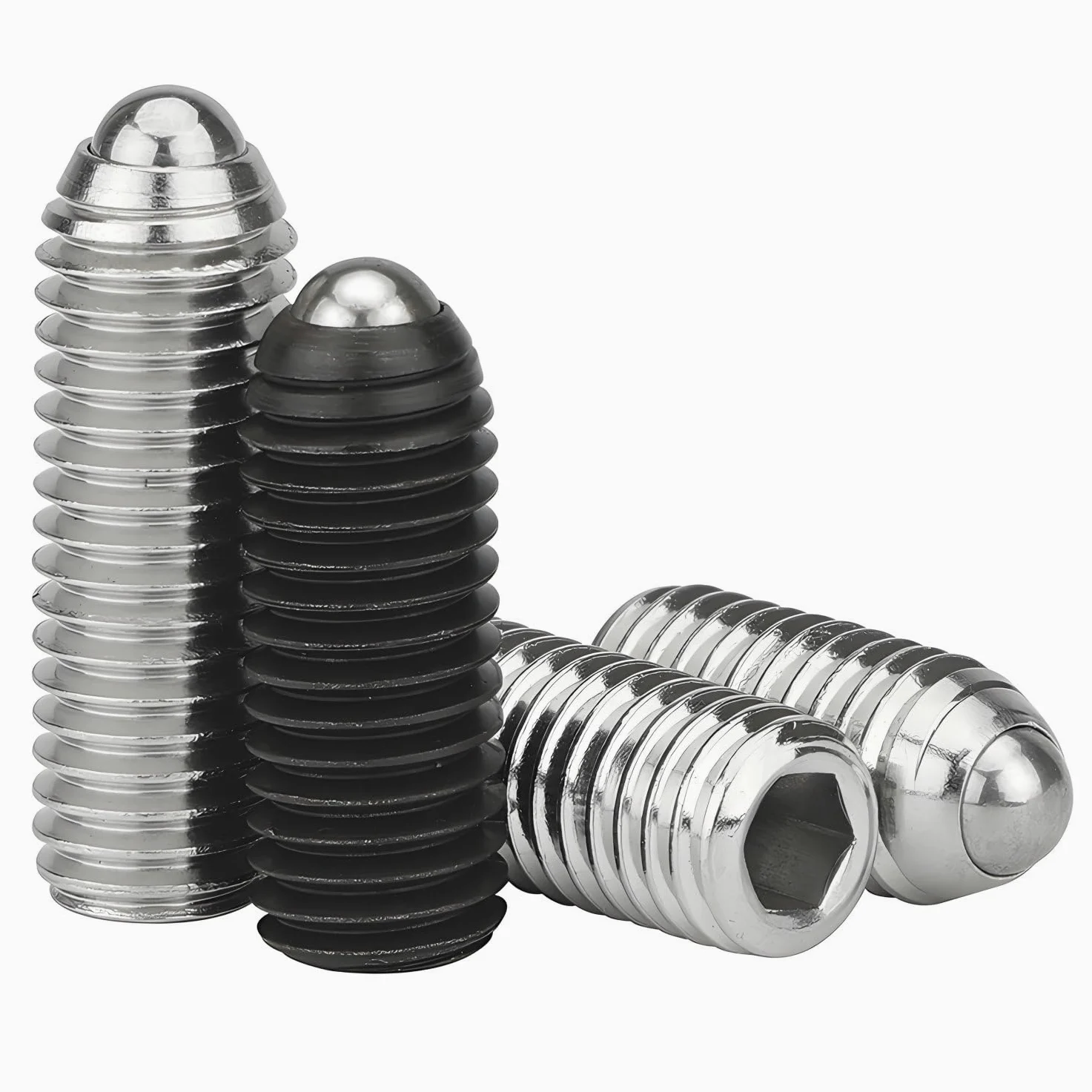 40pcs Émbolos internos hexagonales roscados con punta esférica y resorte en acero aleado,grado 12.9,Tornillos prisioneros de cabeza esférica (M6 x 30mm)