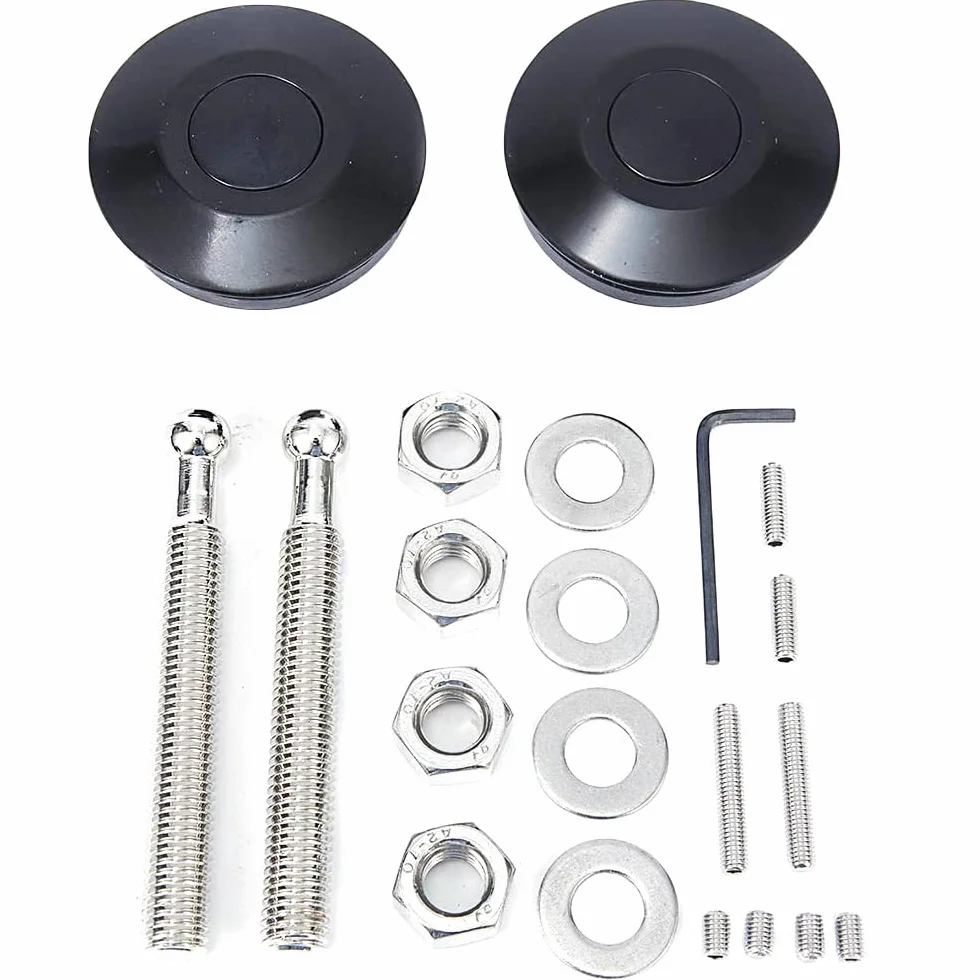 Paquete de 2 unidades de aluminio negro de 2.45 pulgadas 62 mm universal de liberación rápida pestillo de botón de cierre para capó parachoques o bricolaje