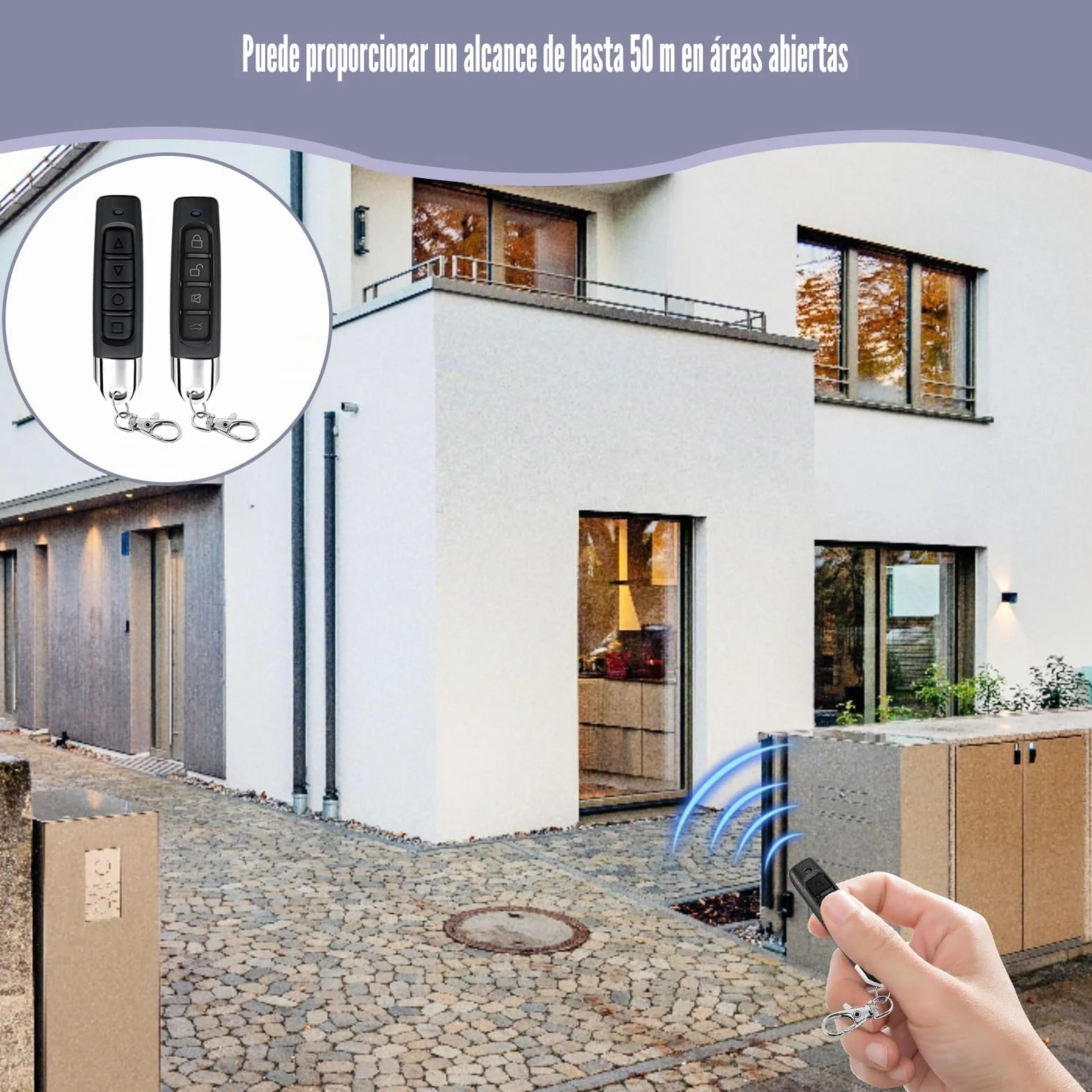 4 piezas 433 MHz Mando a distancia universal para puerta de garaje, interruptor remoto para puerta de garaje para clonar con 4 canales, emisor manual para puerta de garaje duplicador