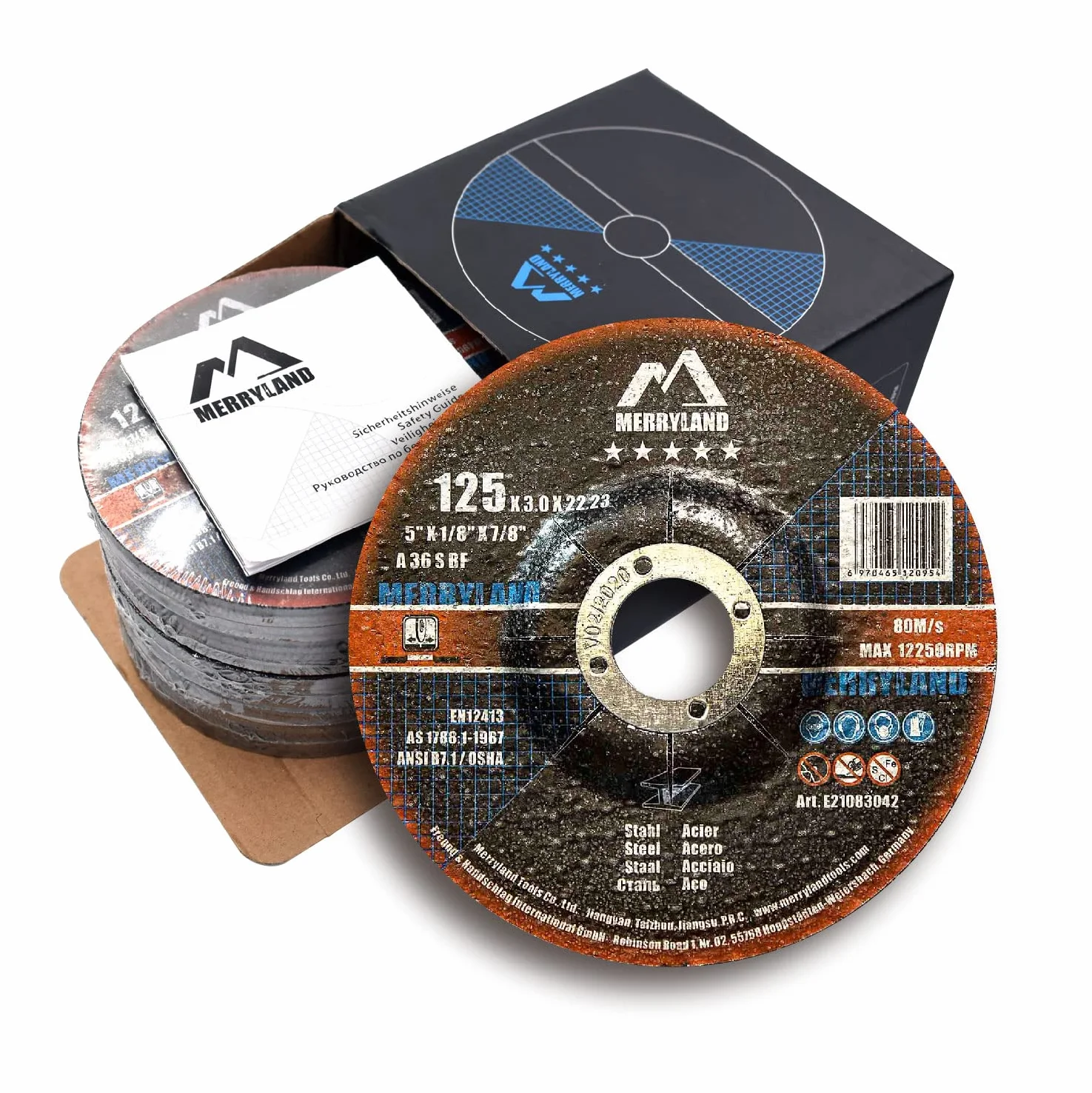 Merryland Disco de Corte 125 Metal para Amoladora Angular, 125 X 3,0 X 22,23 mm Disco Corte 25 Piezas, Acero Hierro, Experto-Line E21083042