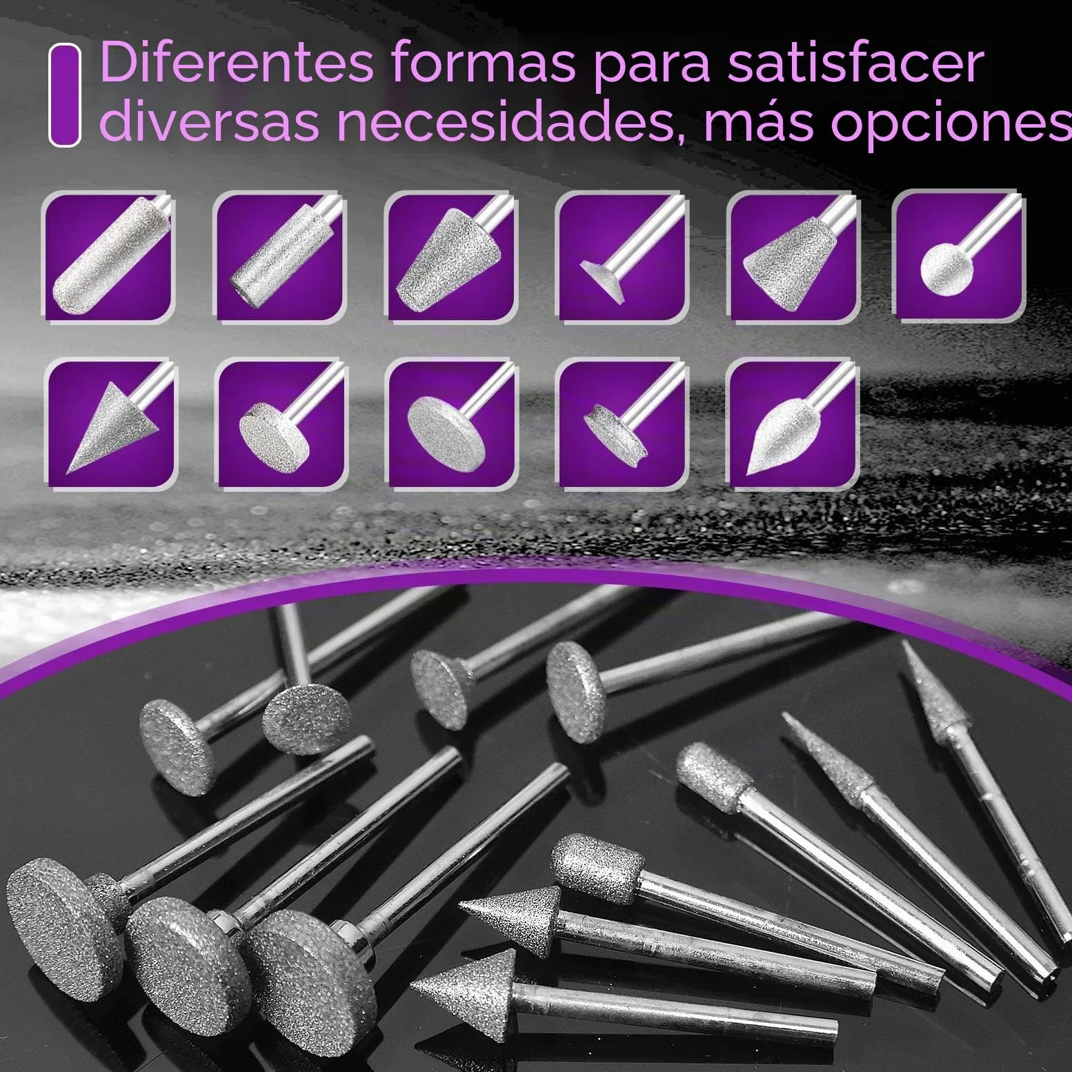 Juego de 52 brocas de diamante multifuncionales compatibles con Dremel, brocas de diamante para herramientas rotativas, vástago de 3 mm, para tallar, pulir, moler