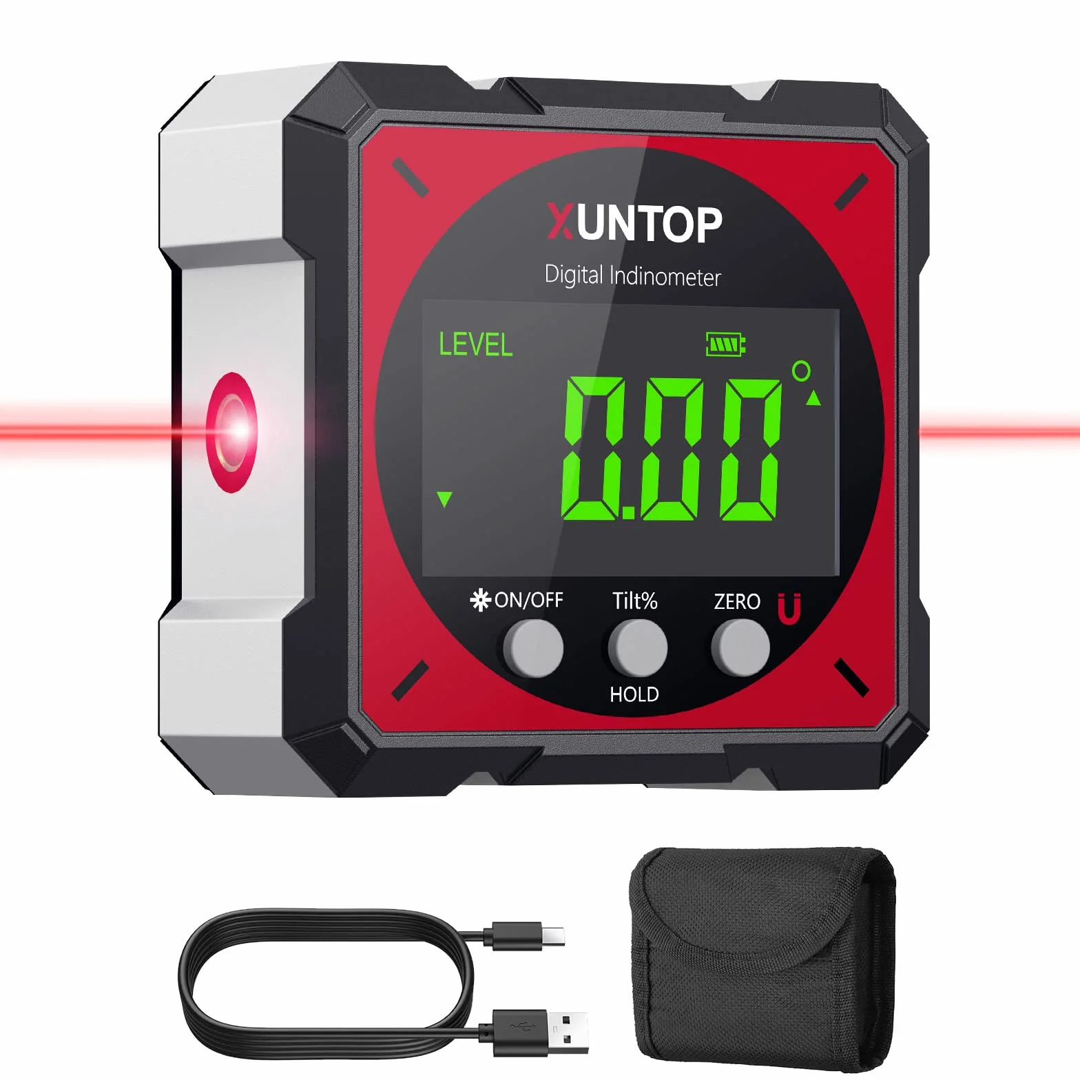 Inclinometro Digital 4x90° con Laser Electronico IP54 Impermeable