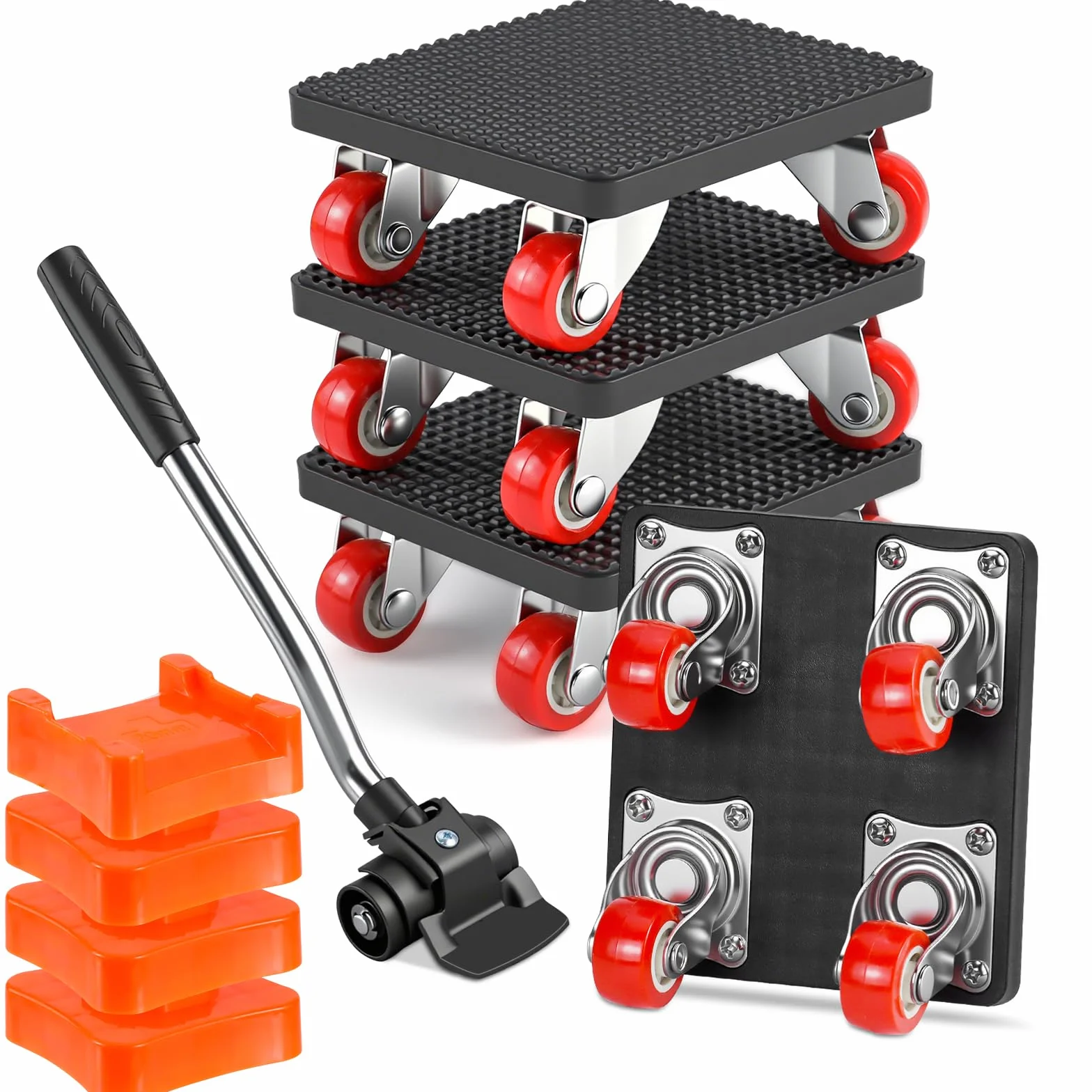 Qingning Elevador de Muebles, Juego de Ruedas de Transporte para Muebles, Transportador de Muebles con Ruedas con Elevador de Carga, Carga hasta 500kg, Ruedas para Mover Muebles y Objetos Pesados