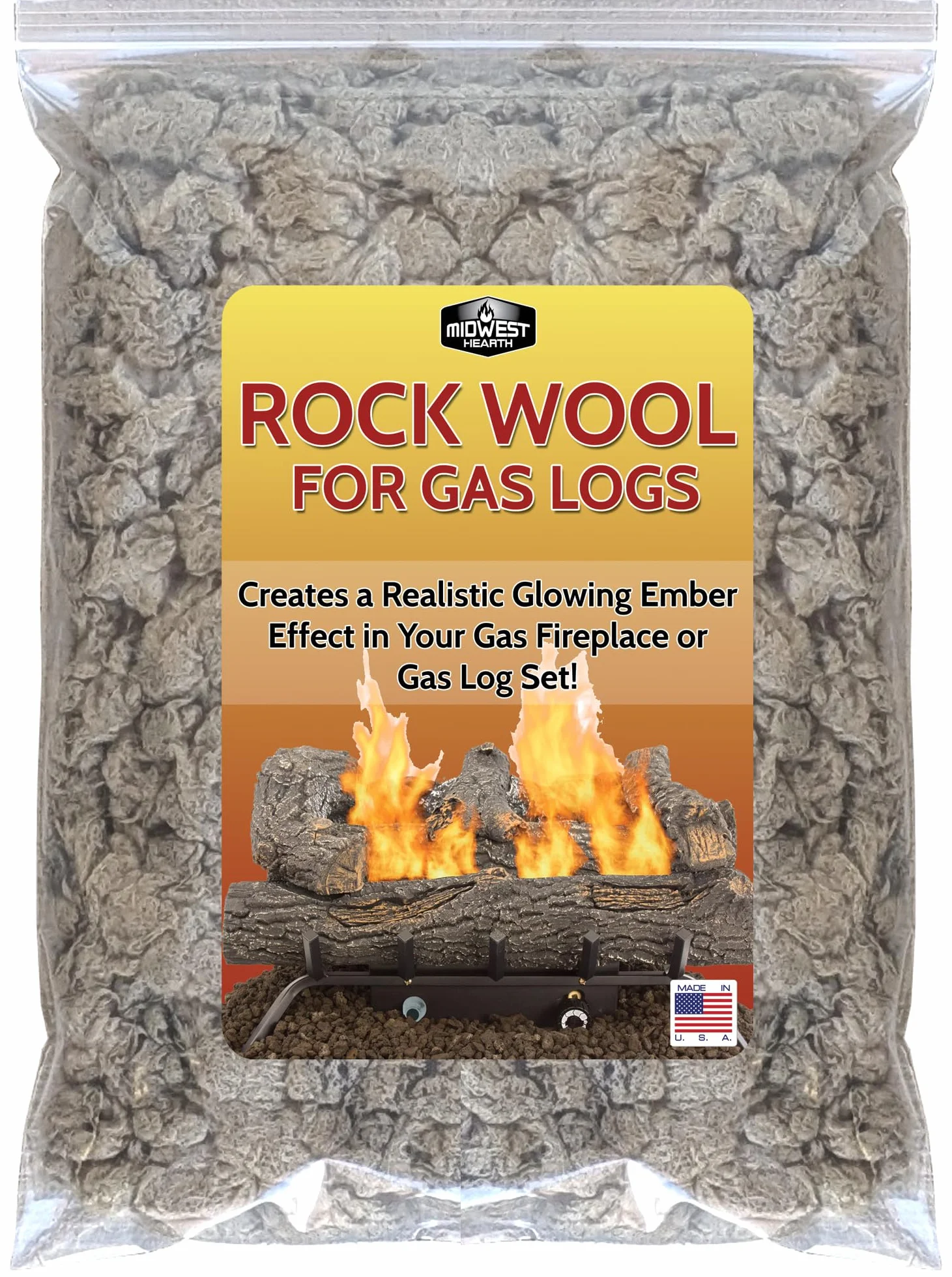 Midwest Hearth - Lana de Roca para hornillo de Gas, 170 g, Bolsa