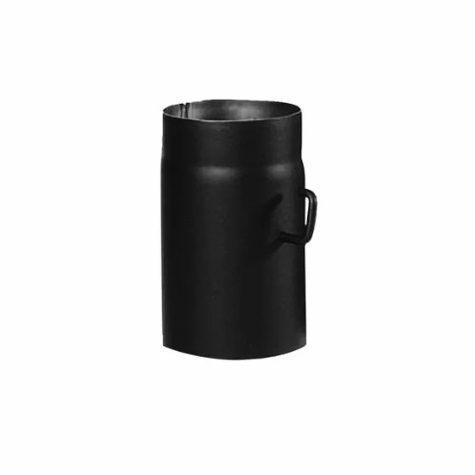 Kamino - Flam – Tubo con válvula para chimenea (Ø 120 mm/longitud 250 mm), Tubo de escape para estufa de leña, Conducto de humos – acero resistente a altas temperaturas – durable, estable – negro