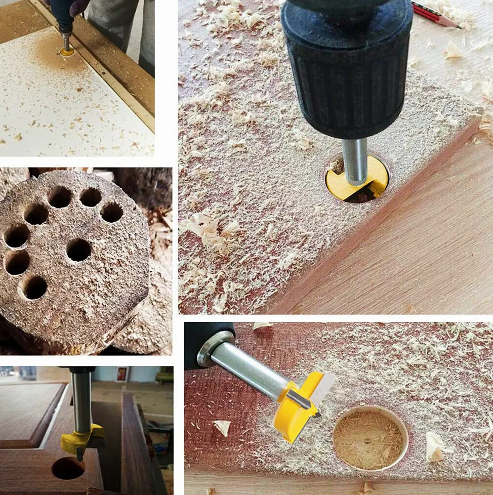 Meccion Broca Forstner Fresadora para Carpintería, Sierra de Corona de Carburo Excelente para Hacer Agujeros Ciegos o Pasantes en Madera,Largo 60mm