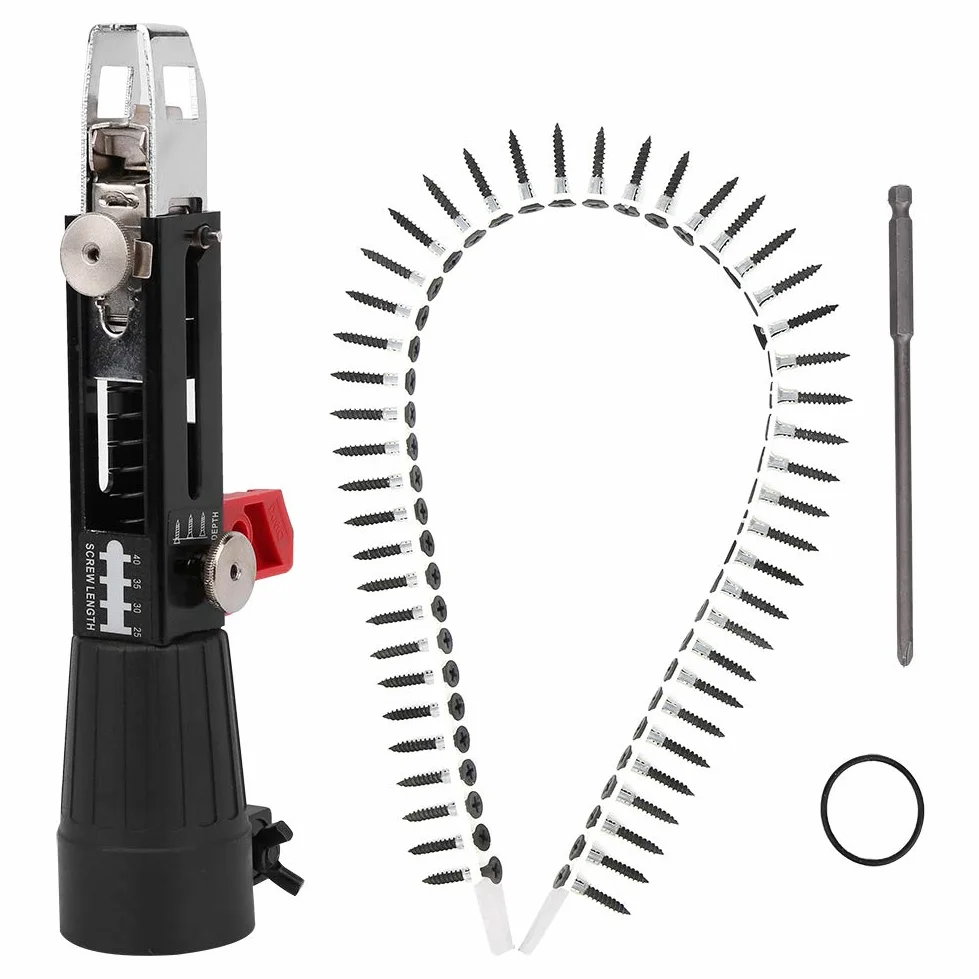 Deosdum - Accesorio para pistola de clavos de cadena automática, taladro eléctrico, equipo de tornillo, herramienta de carpintería, color negro, aluminio, 6 mm, con cable