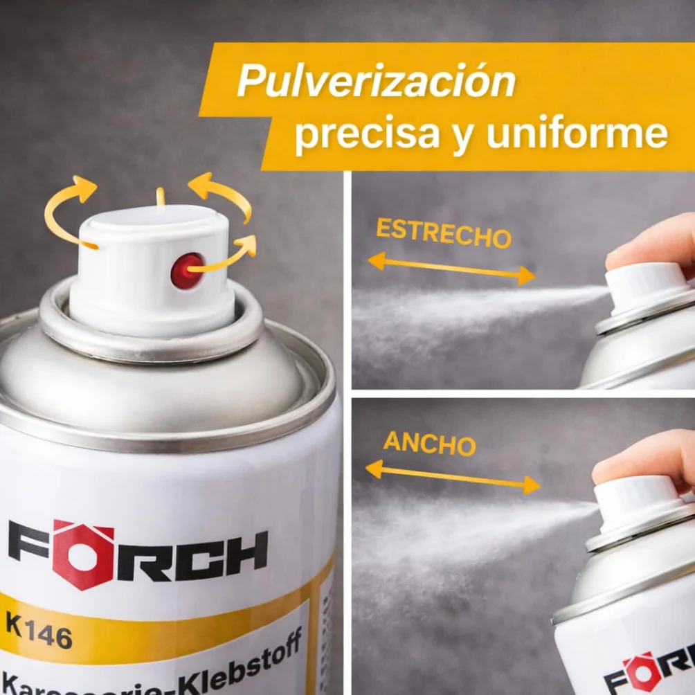 Cola de Contacto en Spray Förch, Pegamento en Spray ideal para Tapicería Coche, Espuma, Tela, Madera, Metal y Hormigón - 2 Unidades