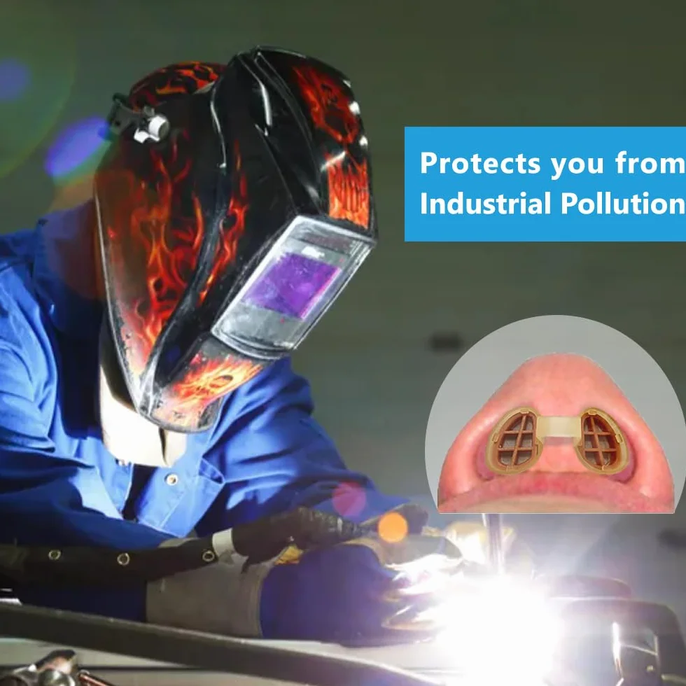 Filtros nasales WoodyKnows Nasclear, ayuda contra las alergias estacionales y la contaminación industrial, protección para el transporte público (L, 3 Filtros+24 Repuestos)