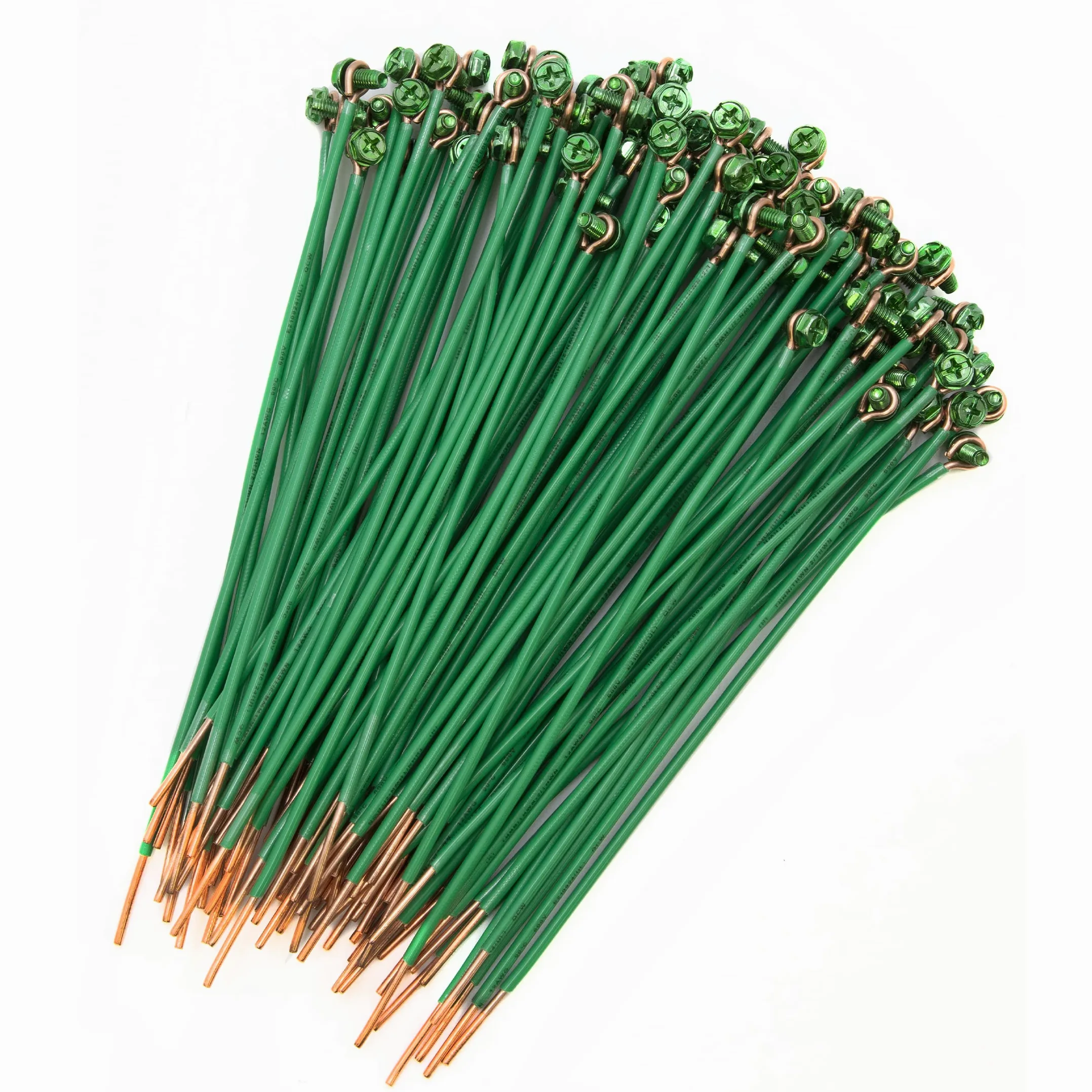 Maxxima 8 pulgadas. 12 AWG 1 cable sólido pelado a tierra coletas con tornillos, verde (paquete de 100)