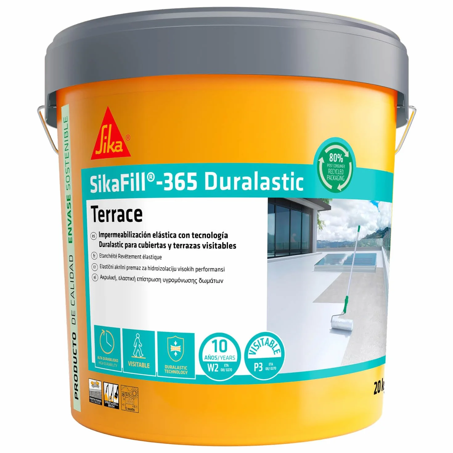 SikaFill 365 Terrace Blanco Revestimiento Acrílico Impermeabilización Cubiertas Terrazas 5kg
