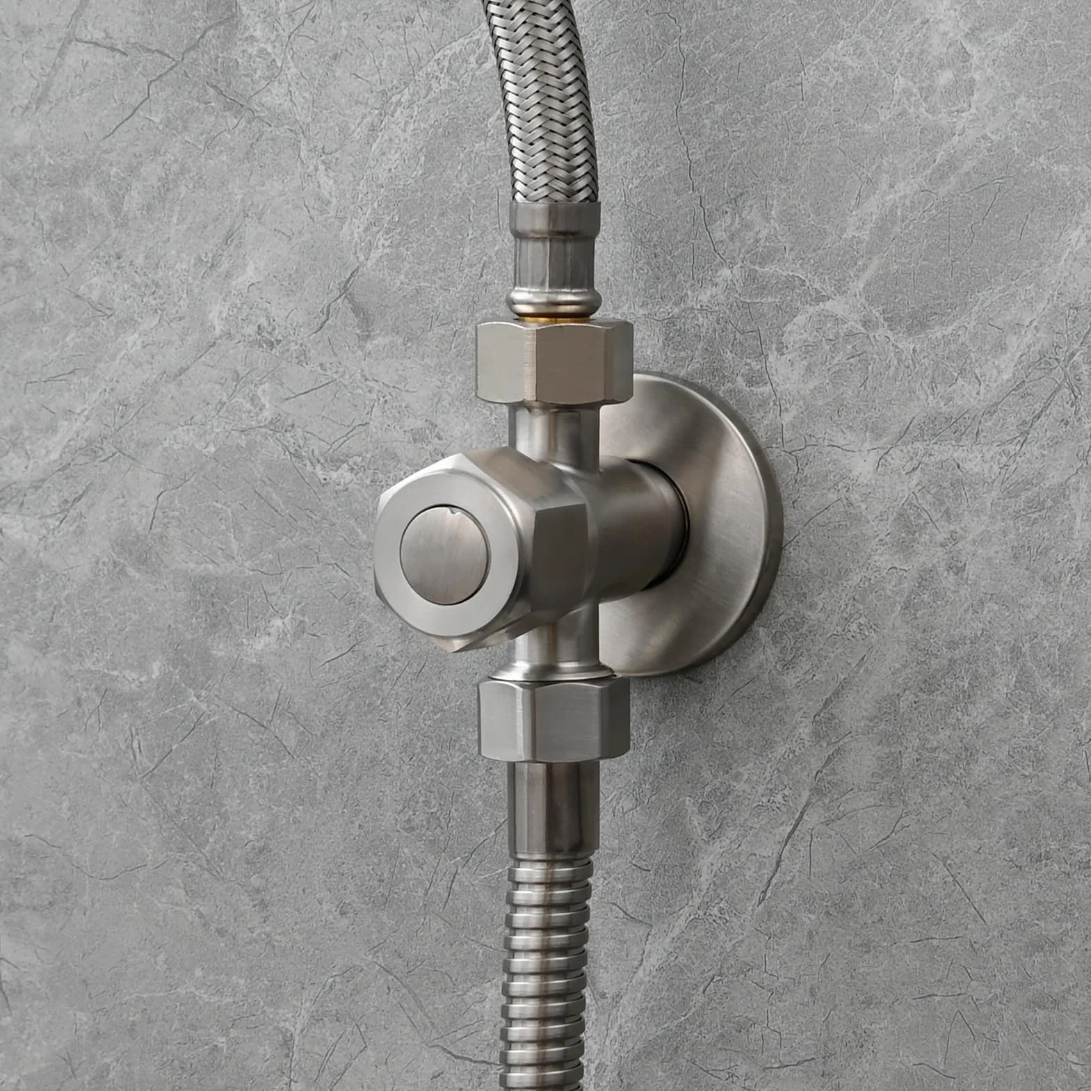 Tecmolog Ducha Bidet 2 Modos Mano Grifos Shattaf Pulverizador Acero Inoxidable Portatil para WC, con Soporte, Valvula Desviadora y Manguera 1.2m, WS024AF2