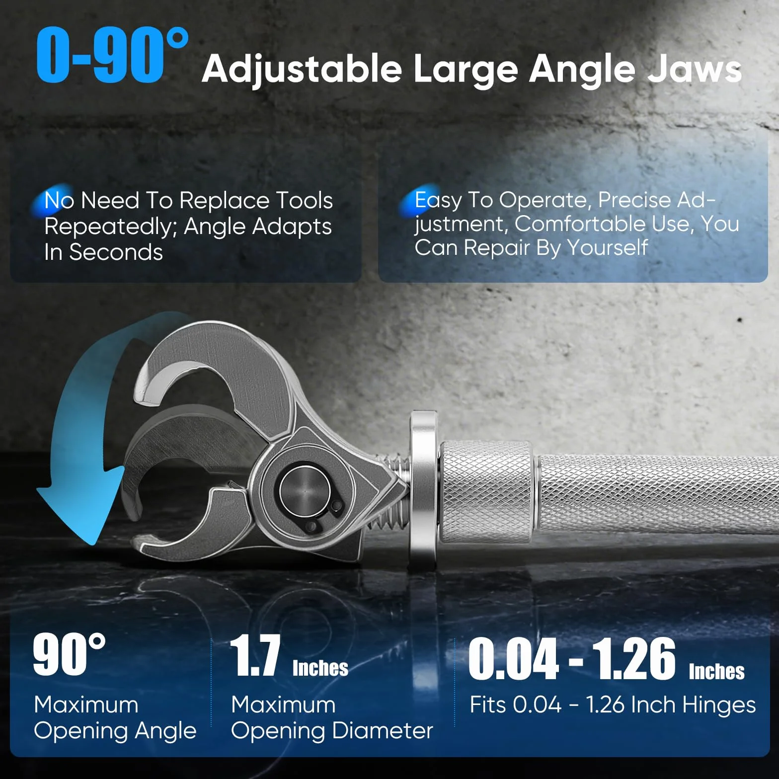 Herramienta Ajuste Bisagras Puerta, Enderezador Bisagra Ajustable Acero Inoxidable para Bisagras de 10 a 32 mm Llave Ajuste Holgura para Bisagra Puerta Herramienta