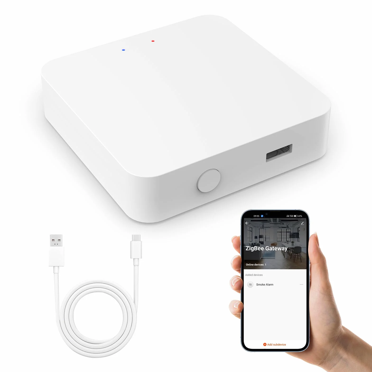 Zigbee Hub WiFi Bluetooth Dual Mode Gateway Smart Life Tuya App Temperatura Humedad Sensor Válvula Termostática