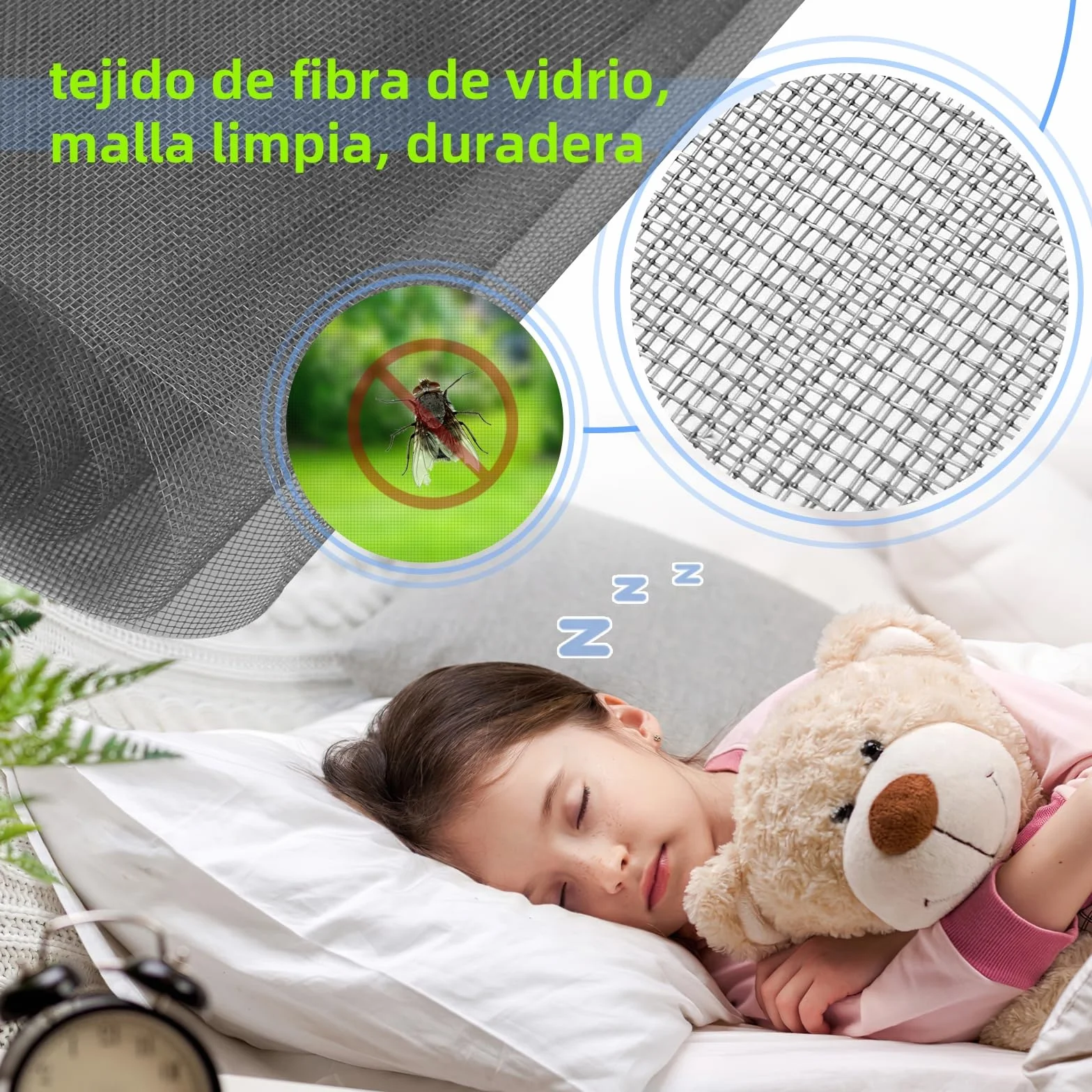 Mosquitera Magnética para Ventana, Tamaño Máximo 130 x 150 cm, Red de Fibra de Vidrio, Fácil Instalación, Recortable y Sin Taladrar