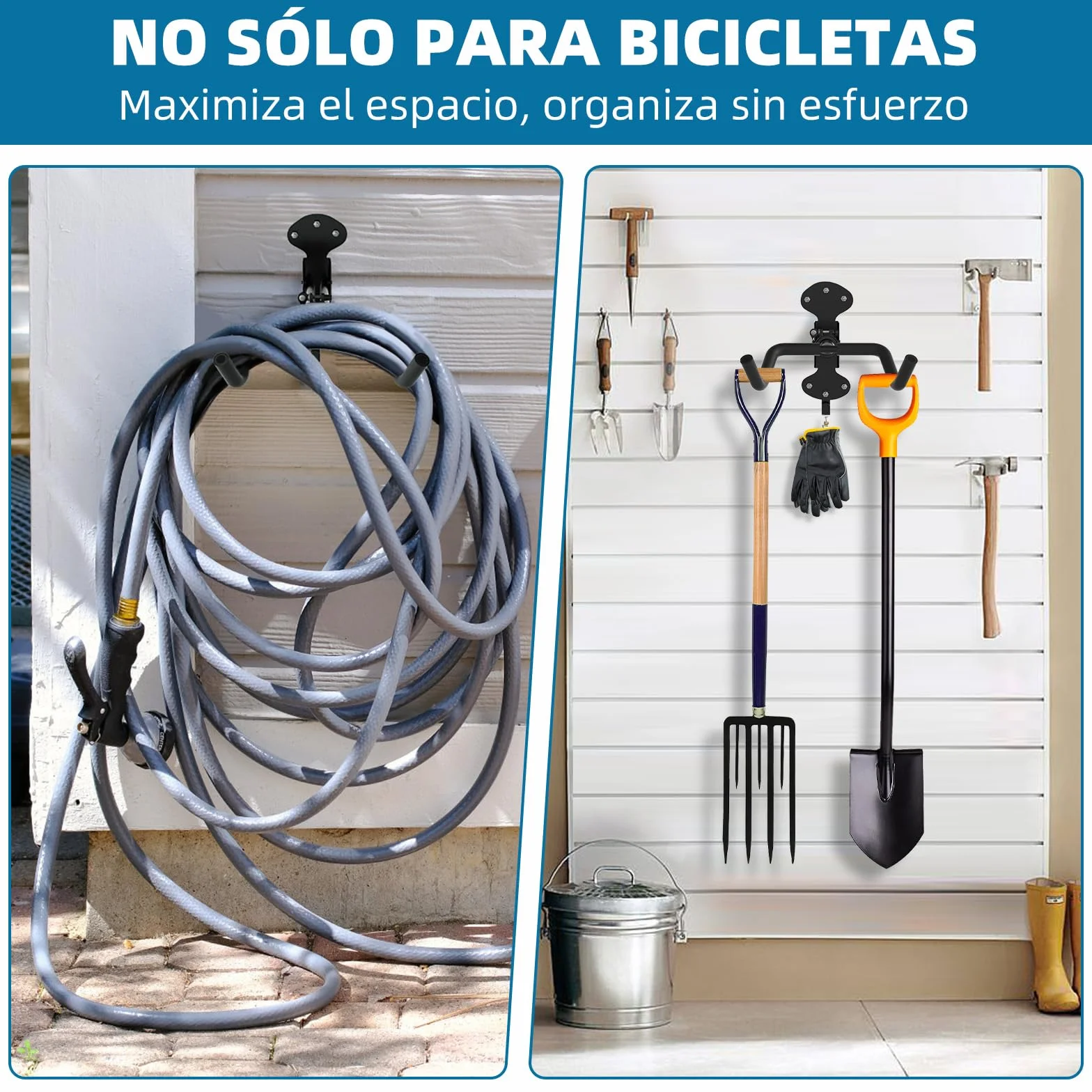 Urban Deco Soporte Bicicletas Pared Plegable Ajustable 30Kg 2 Unidades Colgador para Garaje Hogar