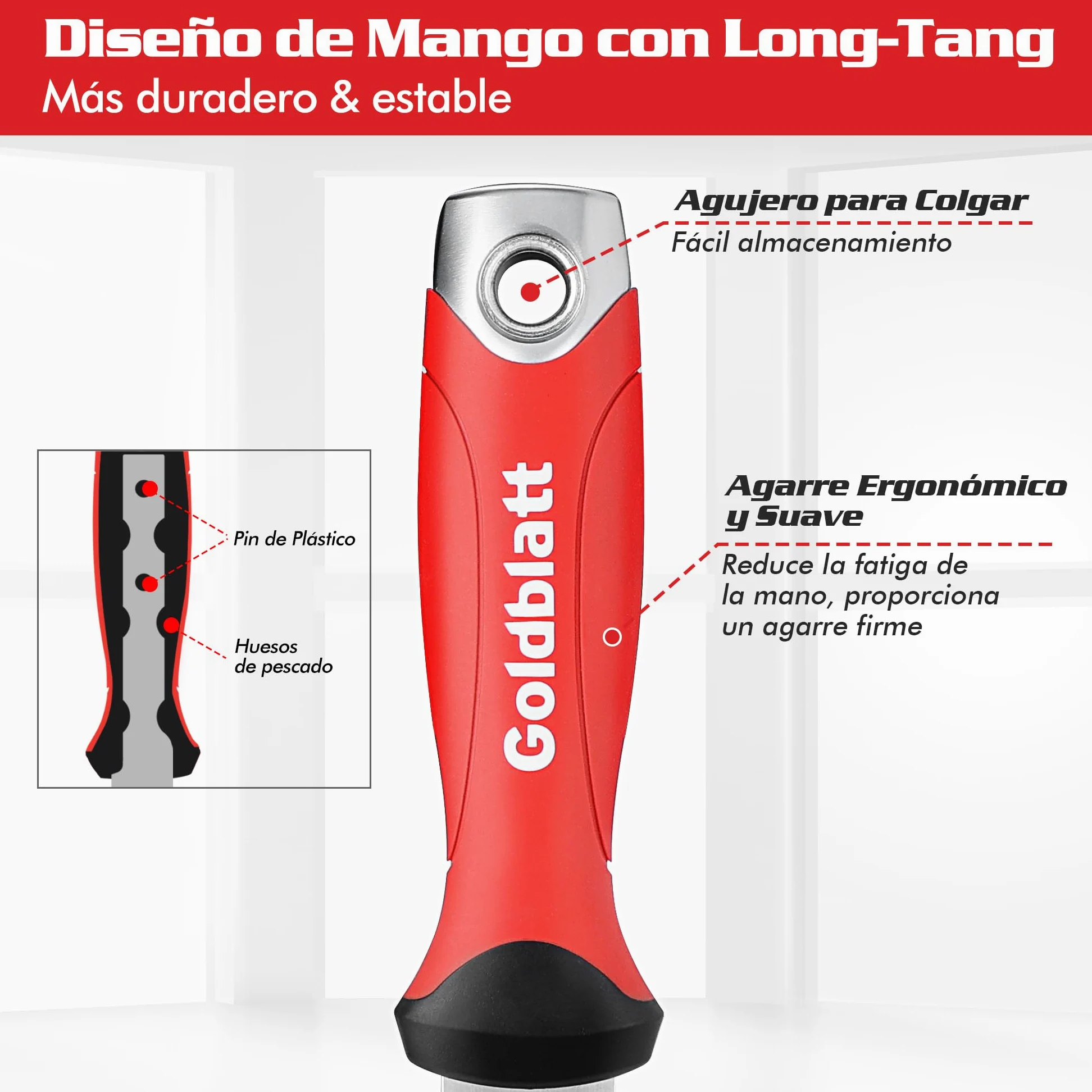 Goldblatt Cuchillo para Aislamiento, Hoja de Acero Inoxidable de 20 cm, Cuchillo de Aislamiento de Doble Cara, para Cortar Materiales Aislantes como Lana Mineral, Lana de Vidrio y Lana de Roca