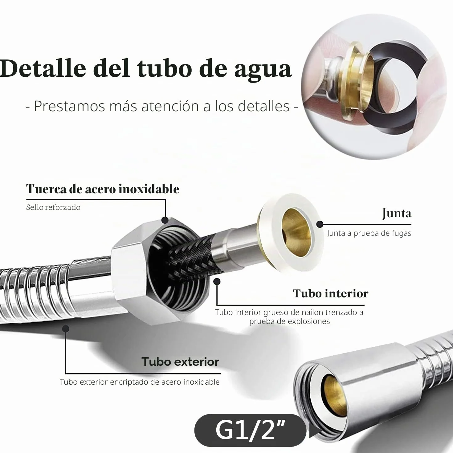 Vaporizador de baño ducha de mano bidé de acero inoxidable con válvula de 3 vías (1/2"-3/8") perfecta para higiene personal, cuidado de limpieza