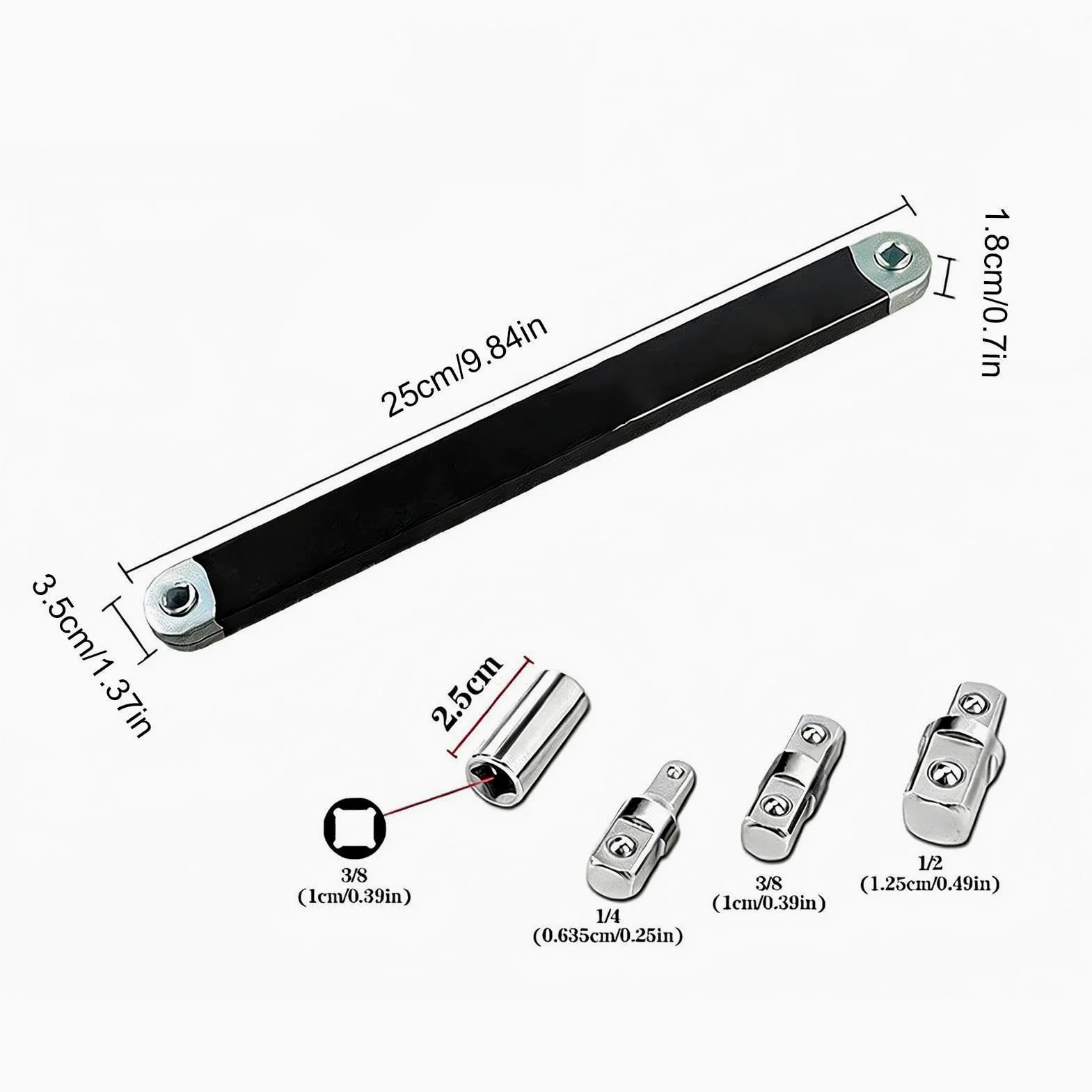 Extensión de trinquete compensada – Llave de mantenimiento de desplazamiento de trinquete de 3/8 pulgadas | Llave de extensión de mantenimiento – para mecánica, automotriz, talleres, industria