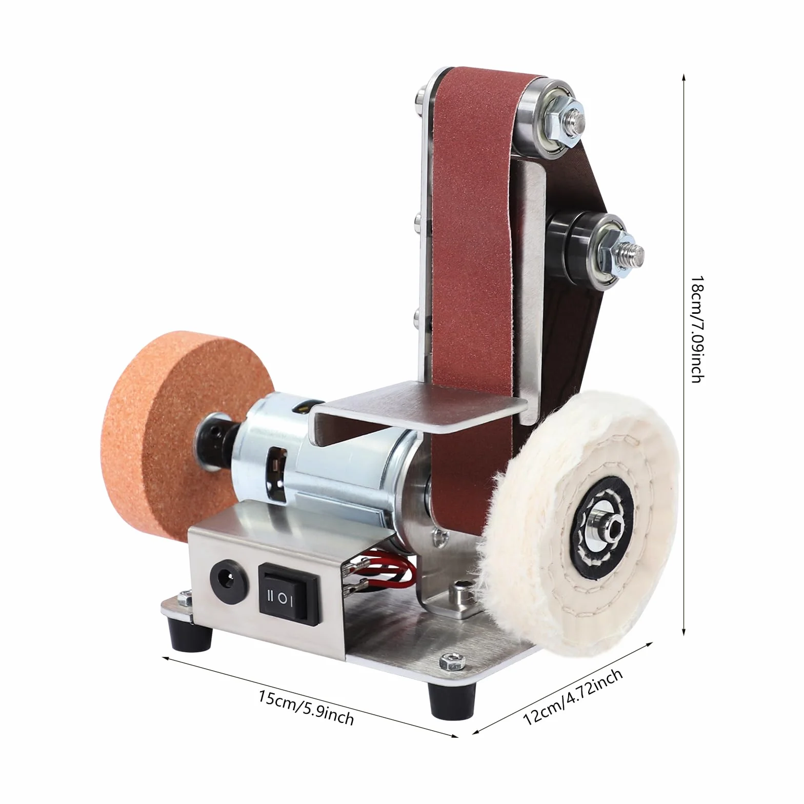 Lijadora de banda, lijadora de 7 velocidades, 9000 rpm, plataforma ajustable, pulidora de banda, lijadora de disco para trabajos de madera DIY, trabajos de metal, fabricación de cuchillos
