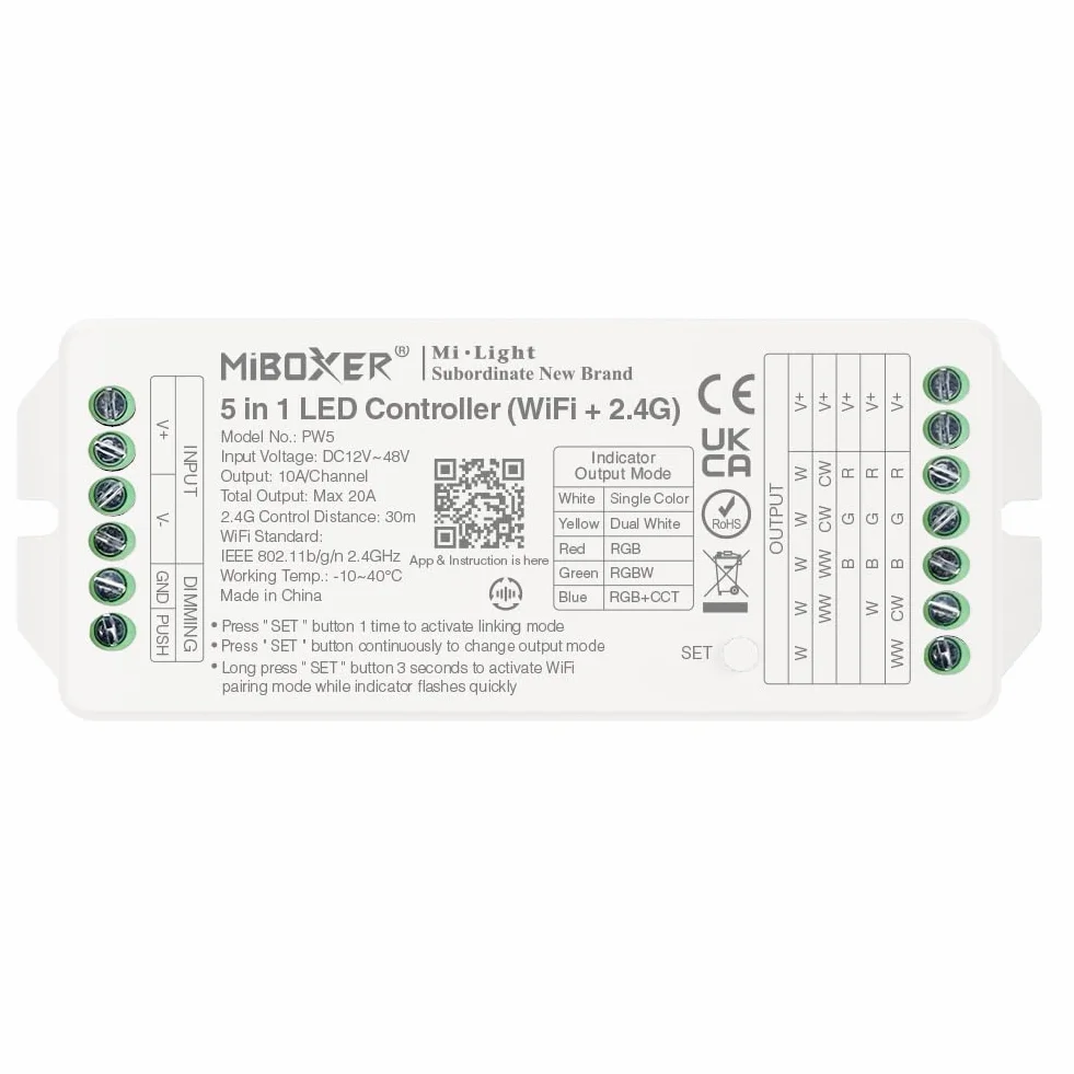 LGIDTECH PW5 Miboxer Tira de luces LED 5 en 1 20 A control Tuya compatible Alexa Google Home