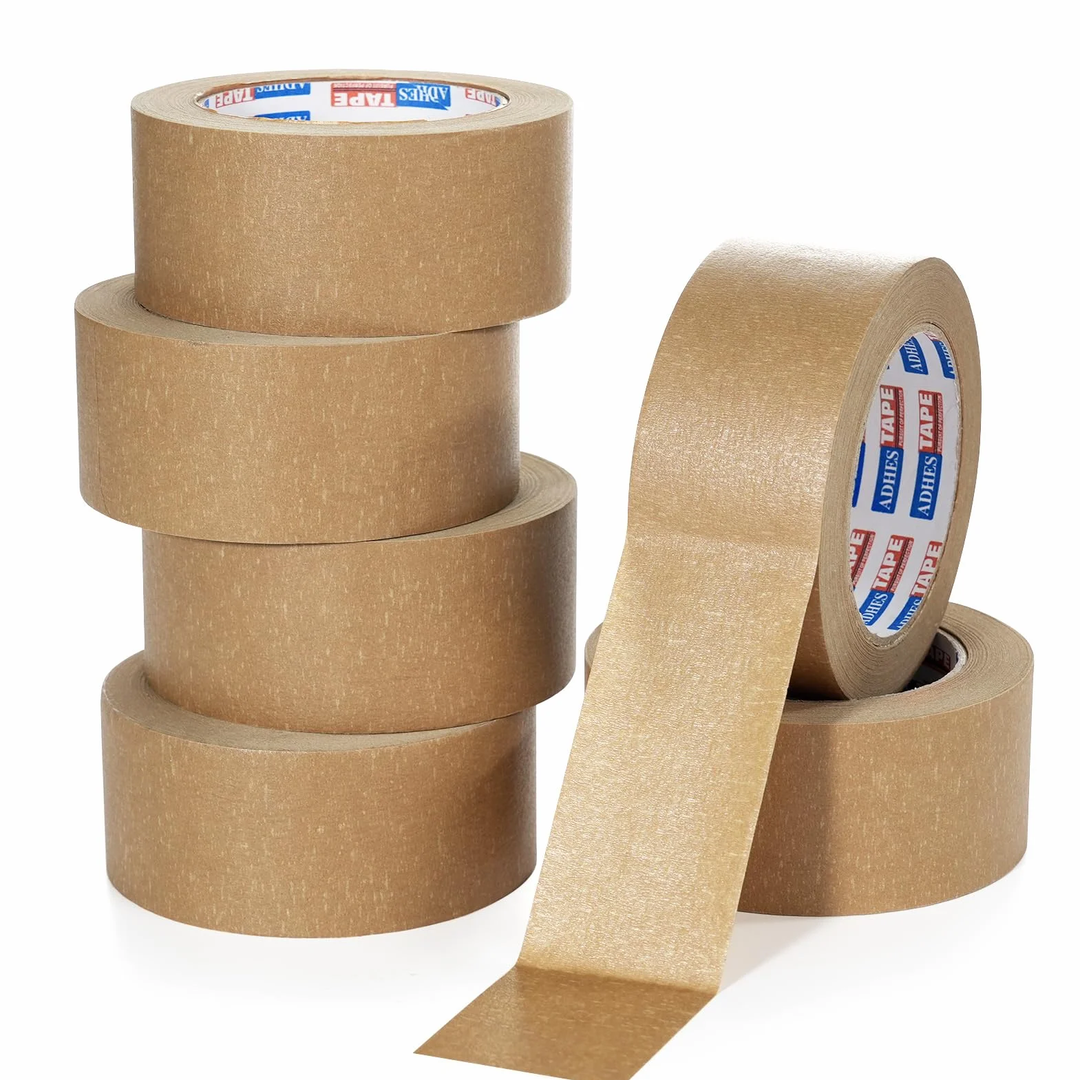 ADHES Cinta de embalaje de papel kraft Cinta adhesiva para paquetes y cajas reciclable ecológico marrón 50mm x 40m