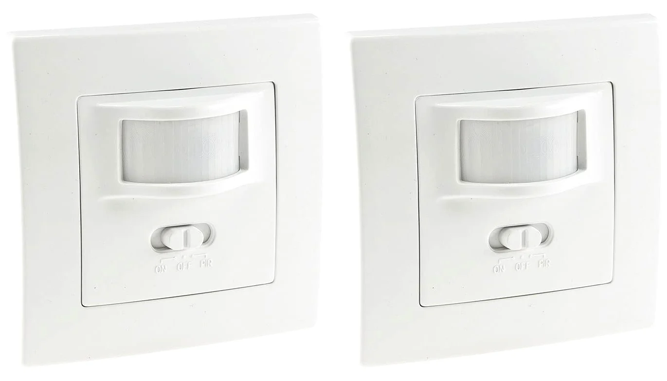ChiliTec Detector de movimiento (2 unidades, empotrable, LED, alcance de 9 m, tecnología IP20, sustituye a un interruptor), color blanco