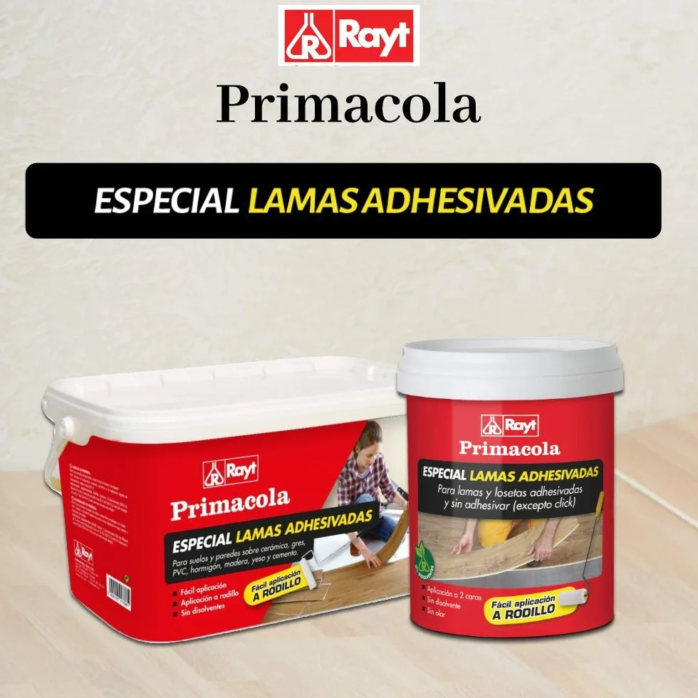 Rayt 1950-09 Primacola C-50 especial lamas. Adhesivo de aplicación a dos caras especial para lamas y losetas en suelos y paredes de interior. SIN disolventes. 1kg.