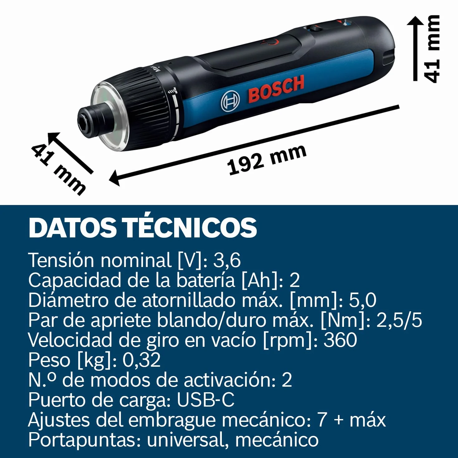 Bosch Professional Atornillador a batería Bosch GO 3 (incl. set de 8 puntas, portapuntas, cable USB-C, minimaletín)