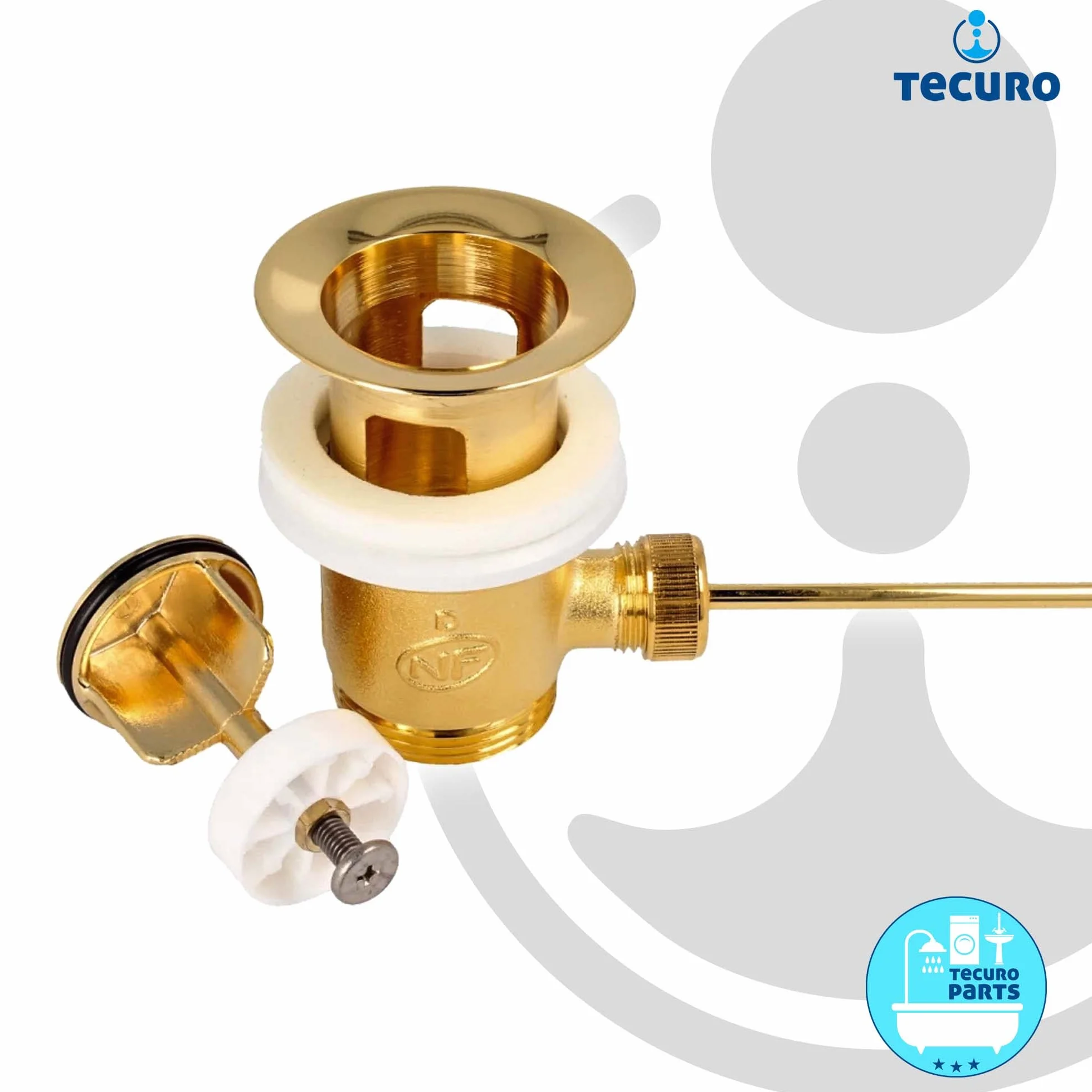 Tecuro Juego de desagüe excéntrico dorado para lavabo