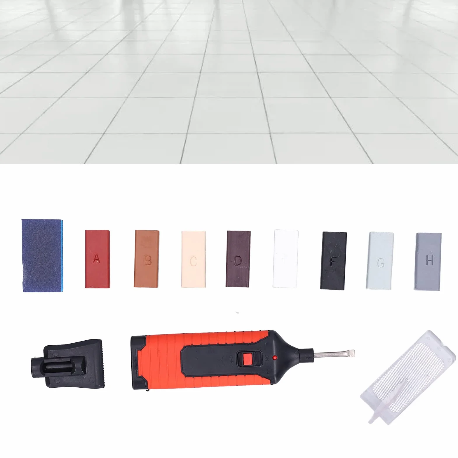 Kit de Reparación de Azulejos de Porcelana, Kit de Reacabado de Bañeras Y Azulejos con Pluma de Calefacción Eléctrica Y 8 Bloques de Cera para Piso de Cerámica Crack Chip