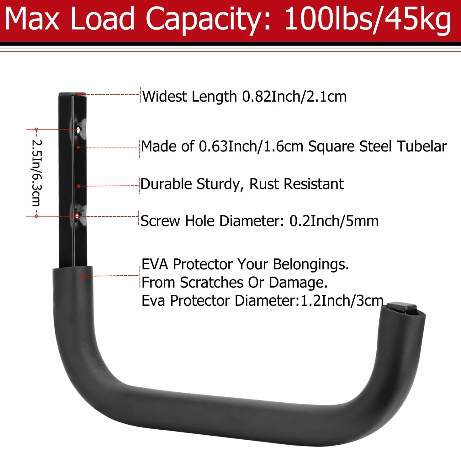 Ganchos de garaje resistentes, colgador de escalera de 31.5cm, gancho de montaje en pared para organizador de interiores al aire libre, sillas plegables, bicicleta, herramientas
