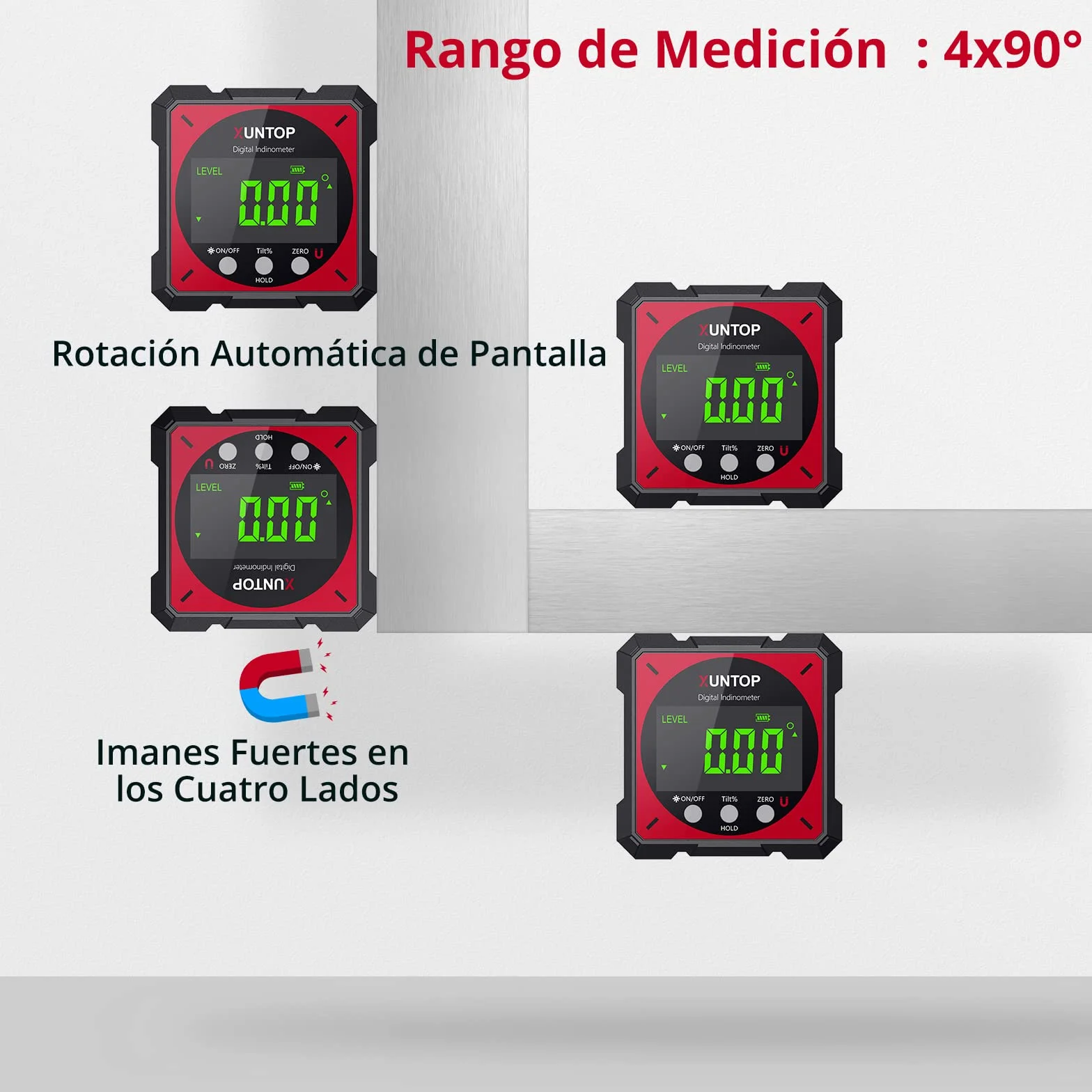 Inclinometro Digital 4x90° con Laser Electronico IP54 Impermeable