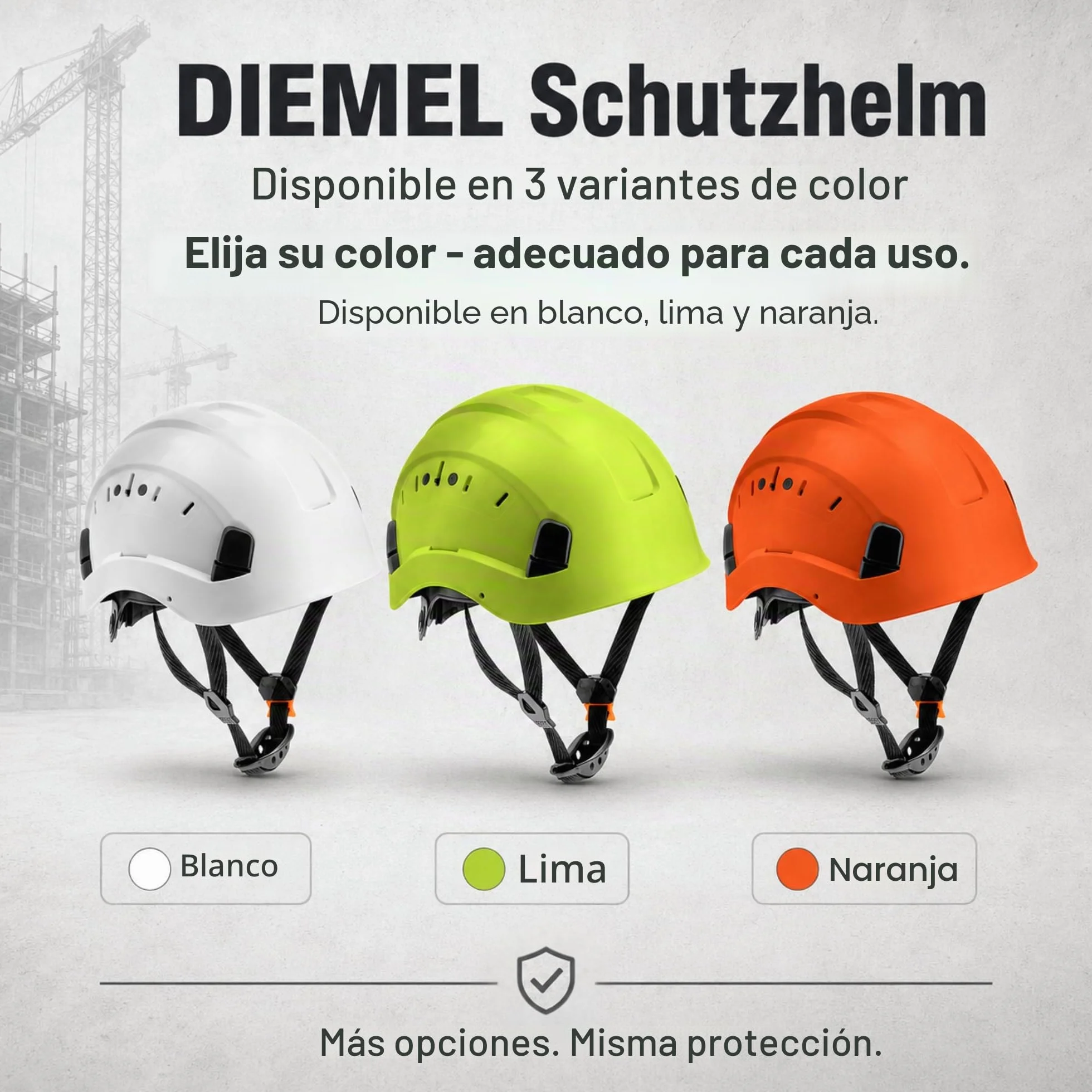 HÖGERT TECHNIK Casco de Seguridad Diemel Blanco de Trabajo ABS EN 397 Ajustable con Sistema de trinquete, ventilación, Correa para la Barbilla, Casco de Seguridad