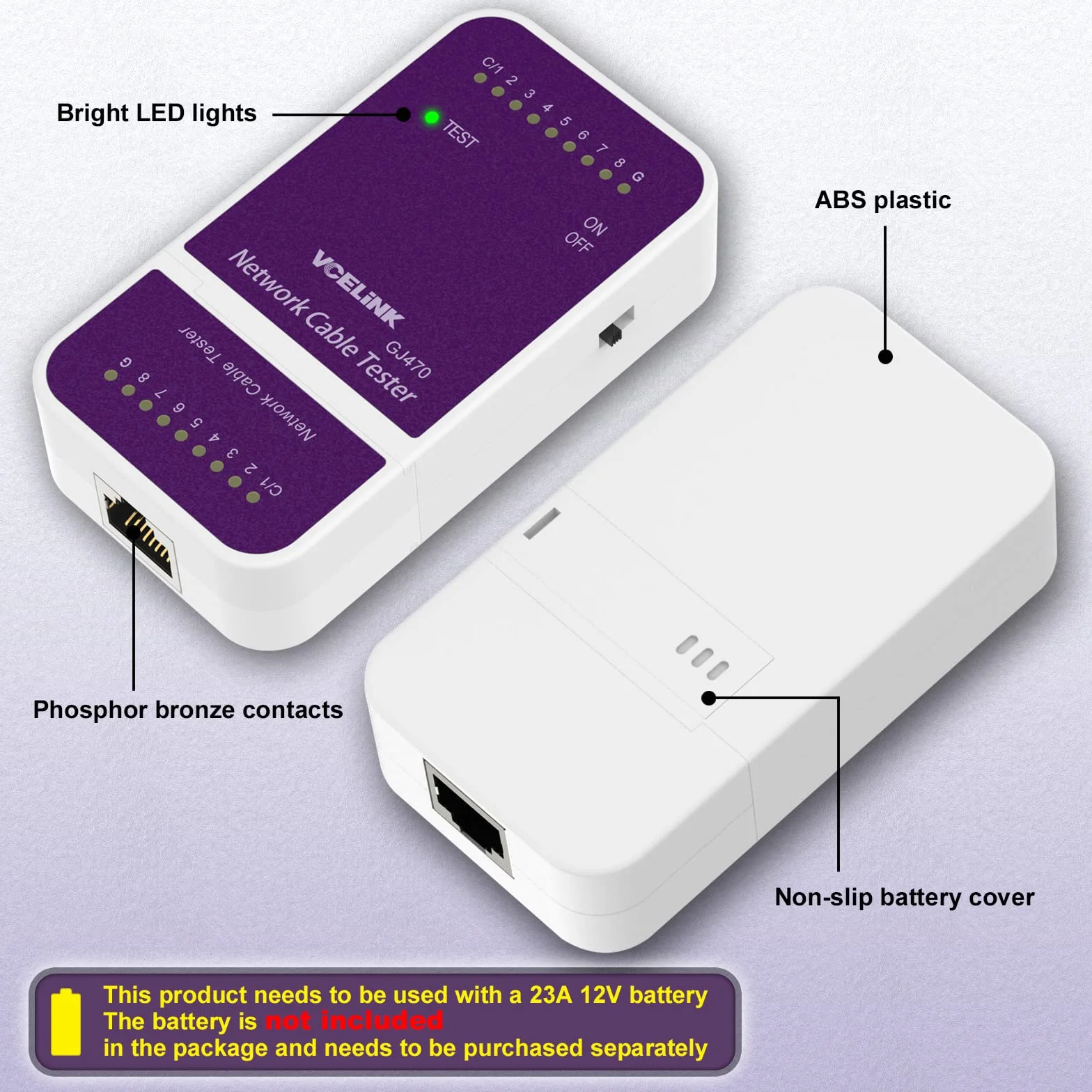 VCELINK RJ45 Comprobador Tester, de LAN Ethernet Cables Tester, para Patch Cables para Cat6 Cat6a Cat5 Cat5e Cat7 Cat8 Cable (batería no incluida)