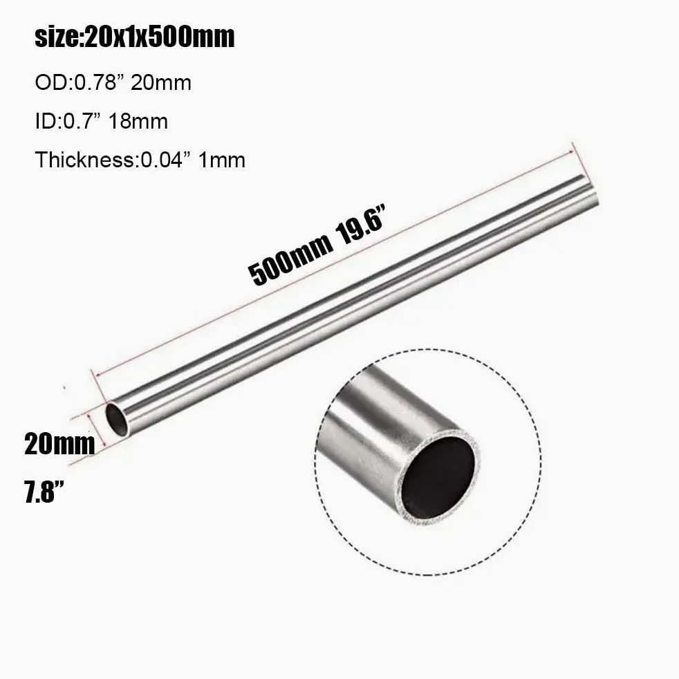 1 tubo de titanio puro de medio metro de diámetro exterior de 20 mm, grosor de pared de 1 mm, 0.04 pulgadas de longitud, 500 mm, varilla de titanio para la industria, pasatiempos de trabajo de metal y