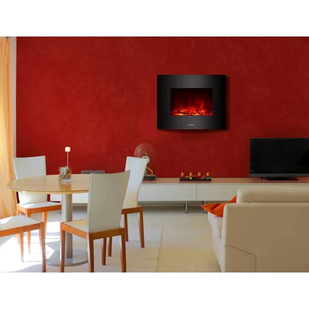 Chimenea Eléctrica, 2000W, Cristal Templado Negro, con pie y Mando a Distancia CHE-340 Purline