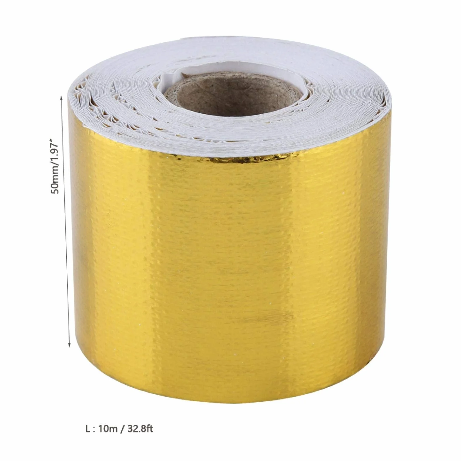 Cinta De Papel De Aluminio,Cinta Anticalorica Escape,Cinta Aislante Termica,1 Rollo Cinta Adhesiva De Protección Térmica Reflectante Adhesiva De Papel De Aluminio Dorado Para Automóvil(10m*5cm)