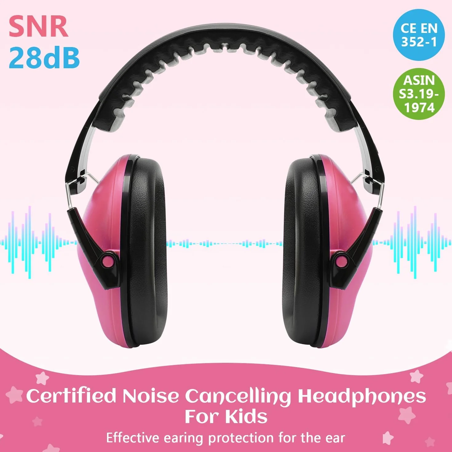 Floriogra Paquete de 2 Protector Oído para Niño, Protección Auditiva SNR 26dB con Diadema Ajustable, Casco Antiruidos Profesional Cancelación de Ruido para Bebé Nené Infante