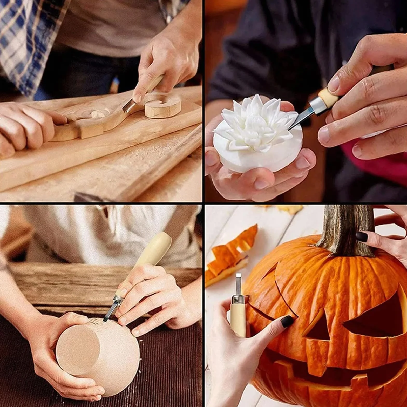 2 Juego de Herramientas para Tallar Madera, Gubias y Cortador de Linóleo, Bloques de Talla para Bricolaje, Escultura y Pintura Artística, para Adultos y Principiantes