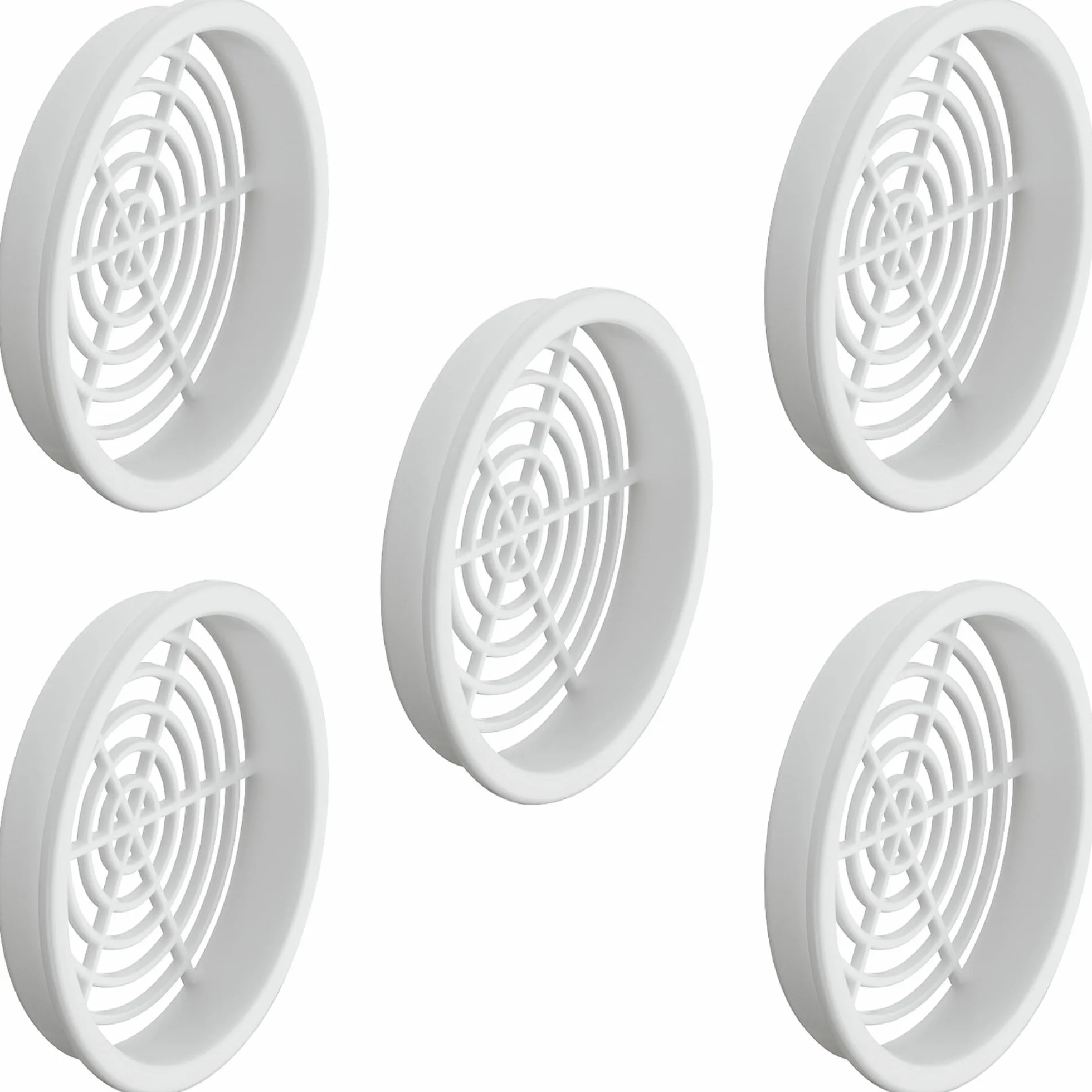 cyclingcolors 5x Rejilla de ventilación redonda 60 mm Diámetro total 65 mm de plástico Orificio Gabinete Armario Cocina, Blanco