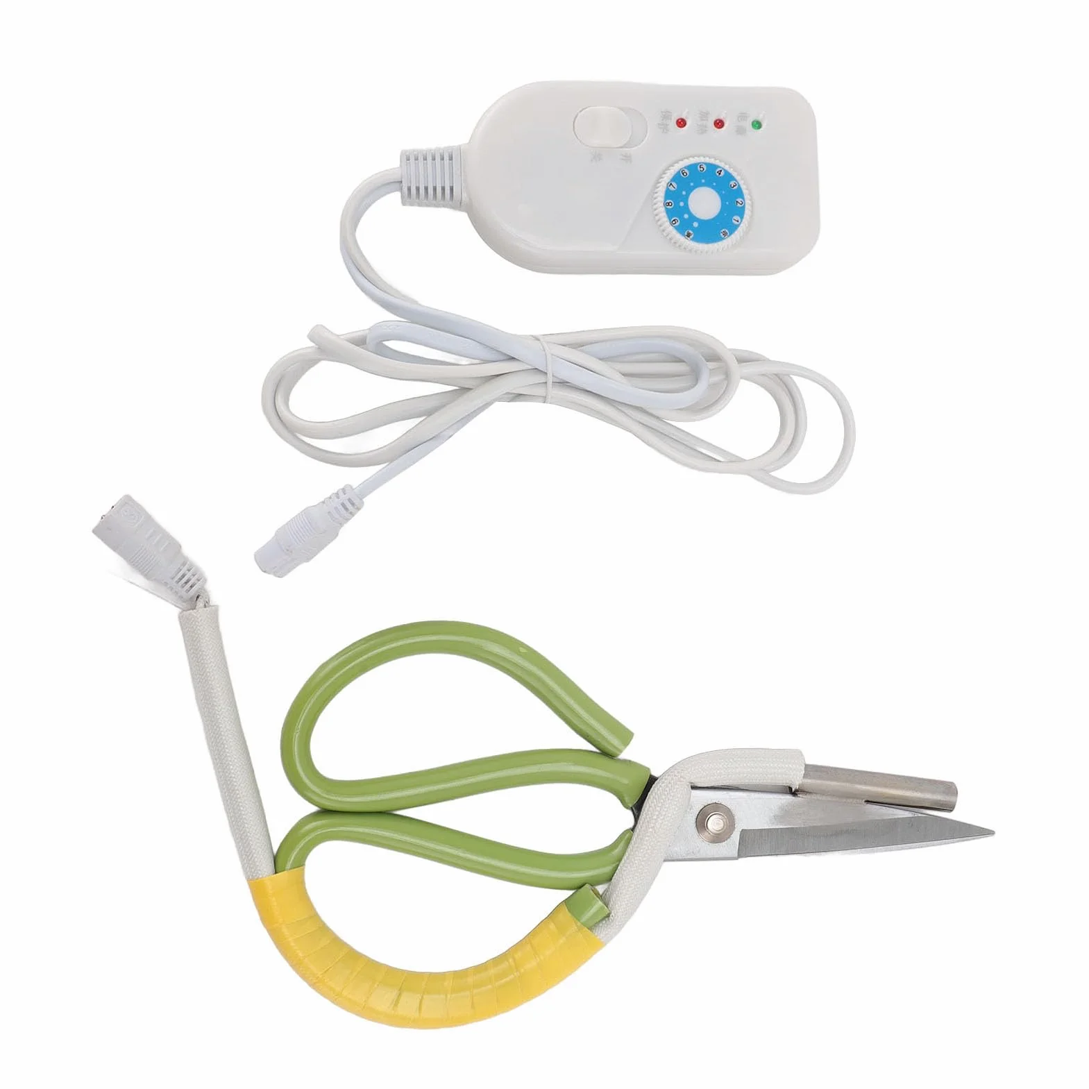 Tijeras Calefactoras Eléctricas, Control de Temperatura de Luz de Pantalla Tijeras de Tubo Calentadas de 220 V para la Industria de Ropa de Equipaje (Enchufe europeo AC220V 8A)