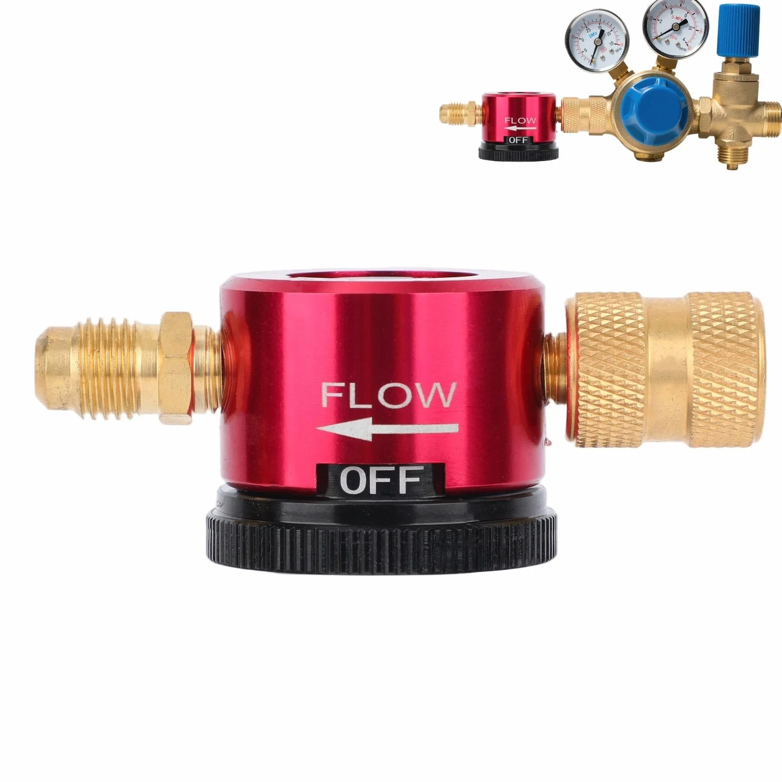 Herramienta Purga Nitrógeno Latón para HVAC, Adaptador Regulador Flujo Soldadura Nitrógeno 3 Modos con Conexión Aflare 1/4" Equipo Esencial para Soldadura y Mantenimiento HVAC