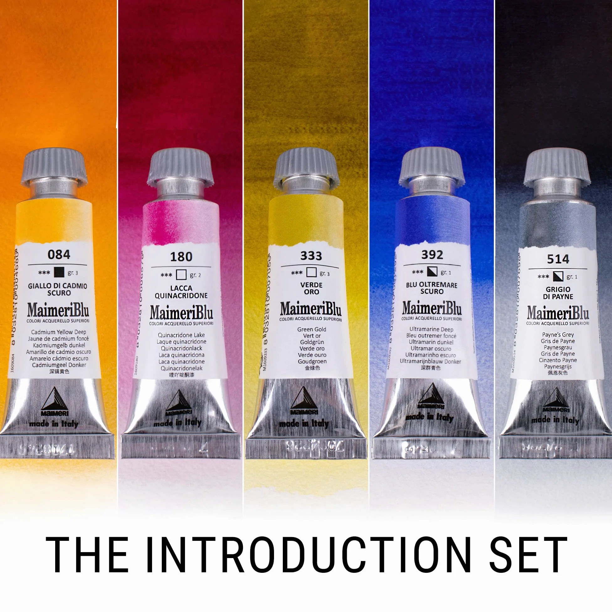 Maimeri Blu, Acuarelas para Bellas Artes, Set de colores variados, 5 uds