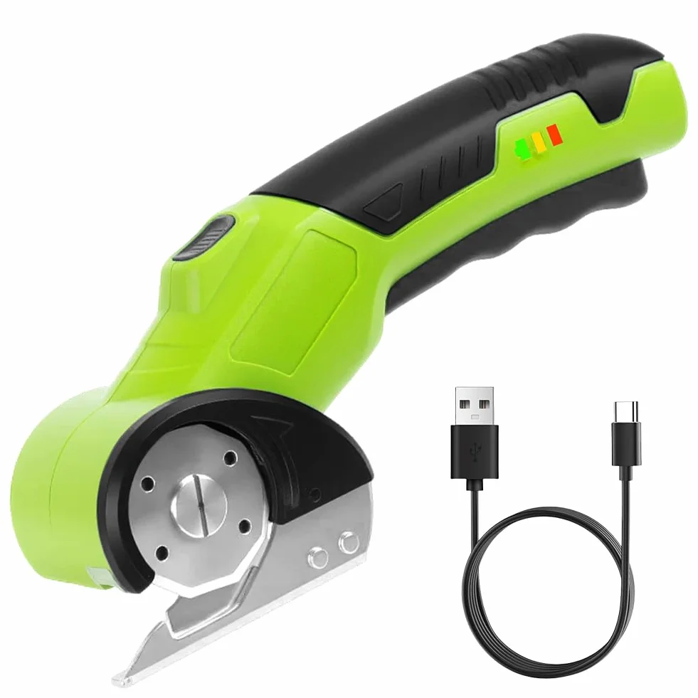 Cortador de cartón eléctrico, inalámbrico, con interruptor de seguridad y luz LED, cortador rotativo, recargable, 240 carreras/min para un corte preciso de cartón, tela, alfombra, cuero, fieltro