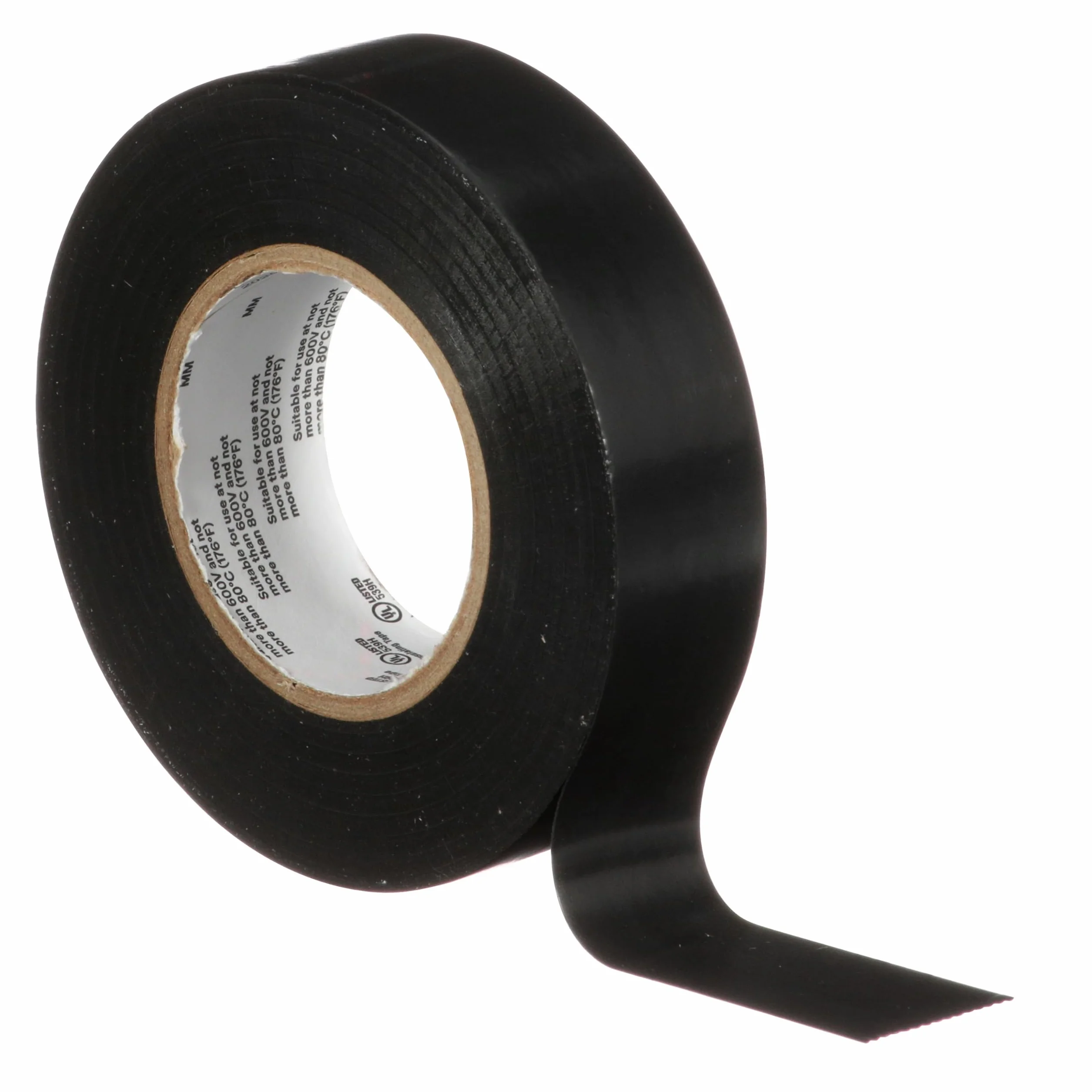 Temflex 3M Cinta eléctrica de vinilo 165, color negro, 19 mm x 25 m, 10 rollos