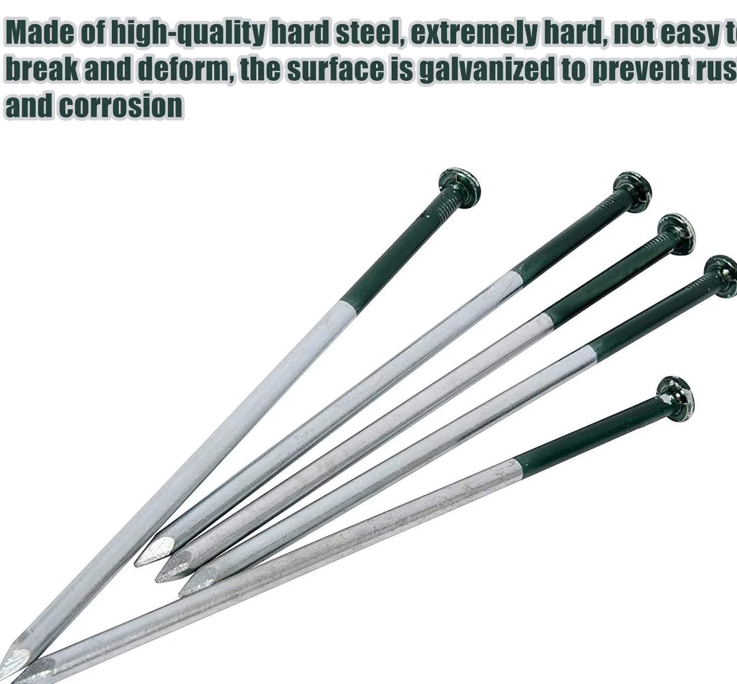 KAHEIGN 50 Piezas Clavos de Césped Artificial de Alta Resistencia, 5mm x 150mm Clavos Galvanizados de Cabeza Redonda Clavo de Acero para Fijación de Césped Falso Astroturf para Suelo Duro o Pedregoso