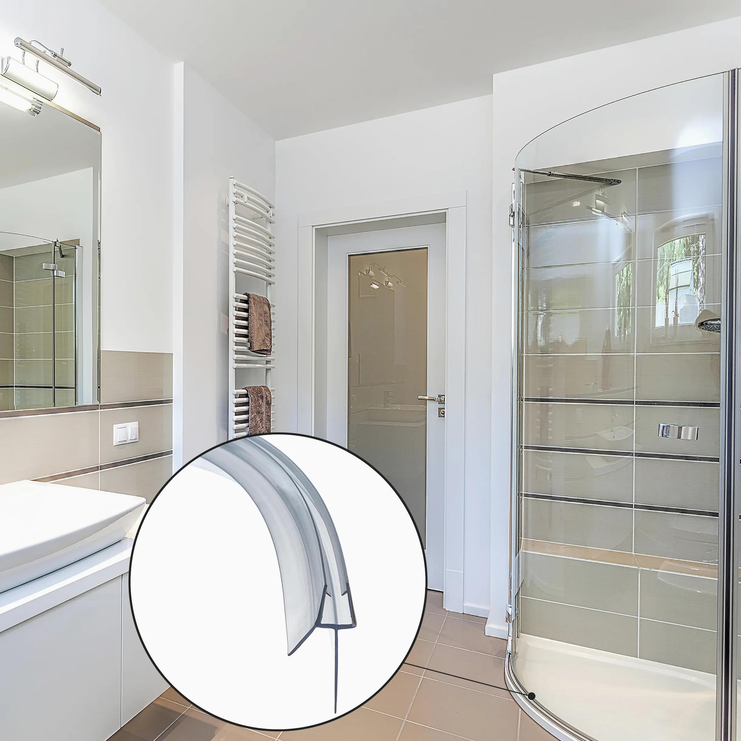 Tira precurvada para puerta de ducha, 2 piezas de 90 cm para cubiertas de vidrio curvadas de 4 a 6 mm de espacio de hasta 20 mm, tira de sellado de repuesto para mampara de ducha de plástico de
