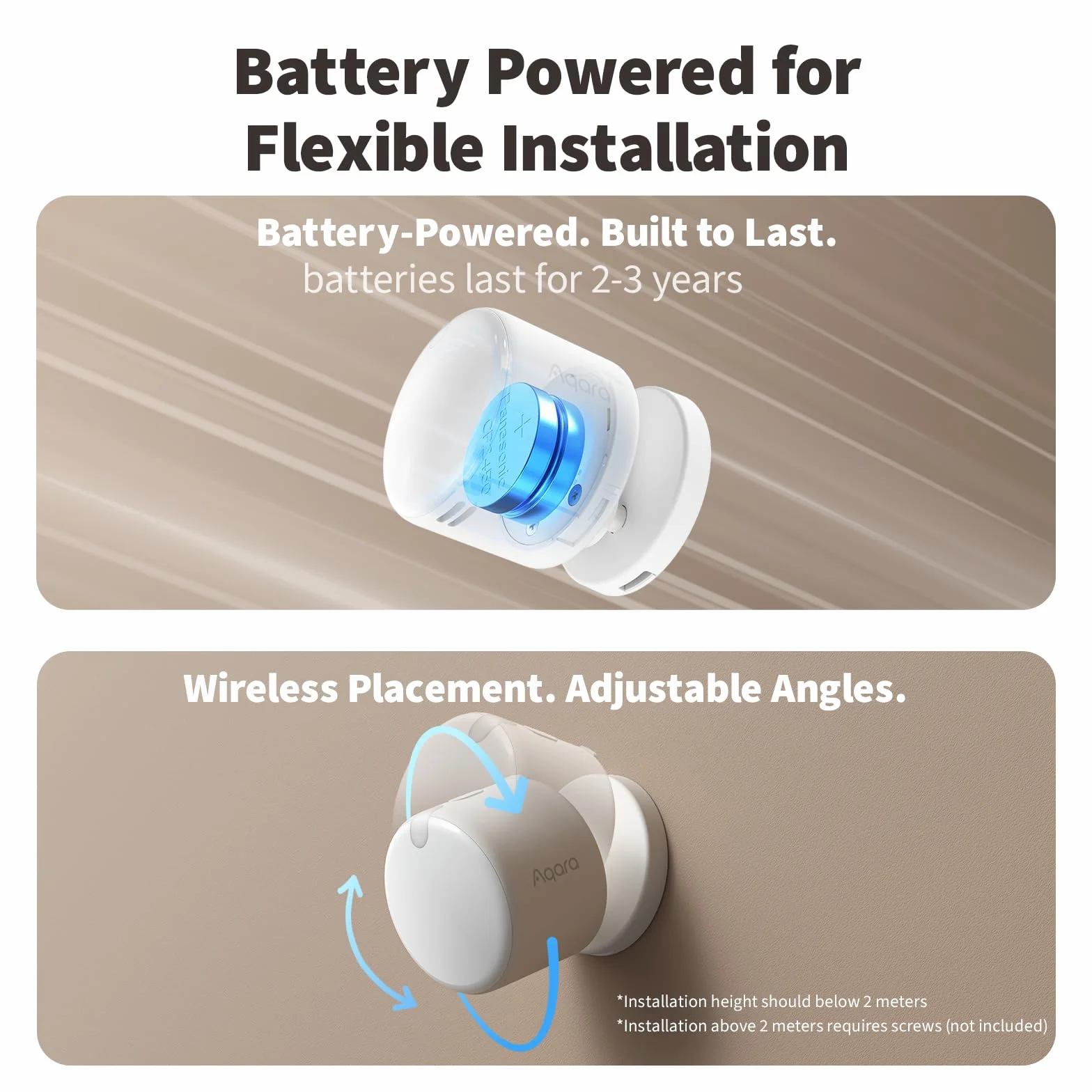 Aqara FP300 Sensor de Presencia Inalámbrico 5 en 1, Thread/Zigbee, mmWave Radar+PIR, Movimiento/Luz/Temperatura/Humedad, HomeKit, Home Assistant